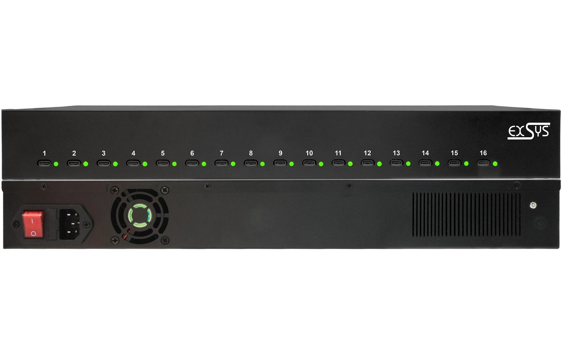 EXSYS EX-11017 Ladestation – 1008 W, 16× USB-C – für USB-C-Geräte