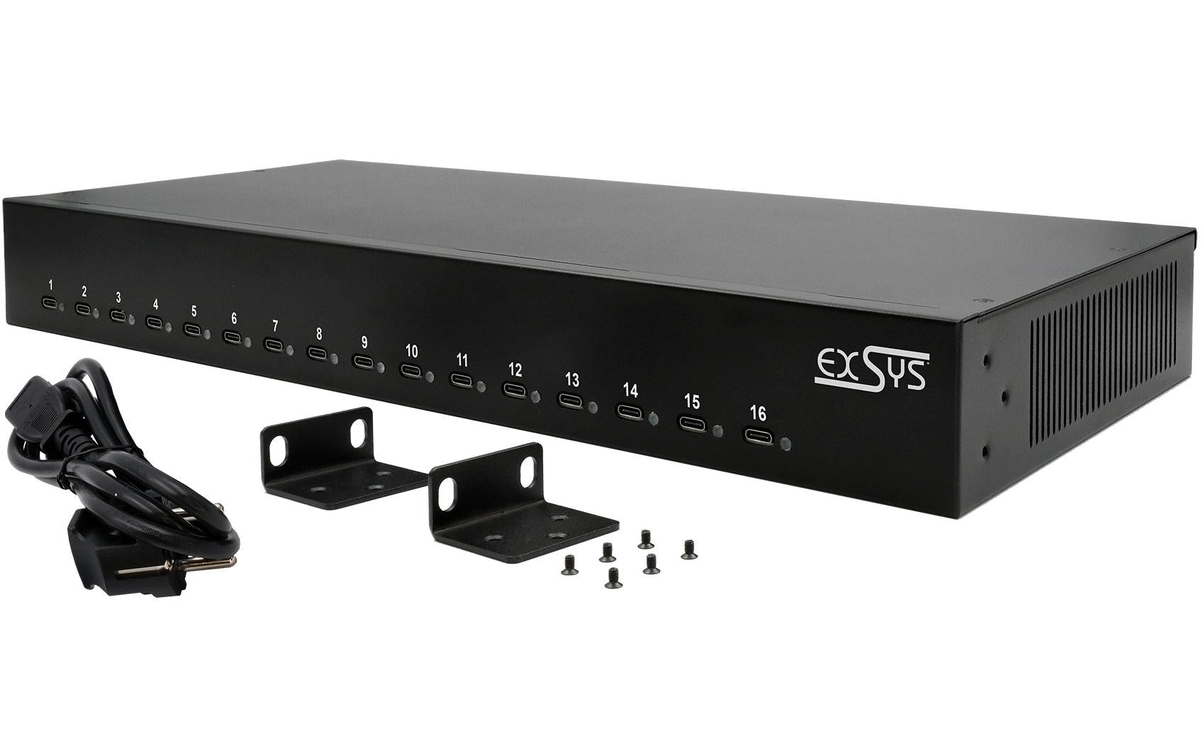 EXSYS EX-11017 Ladestation – 1008 W, 16× USB-C – für USB-C-Geräte