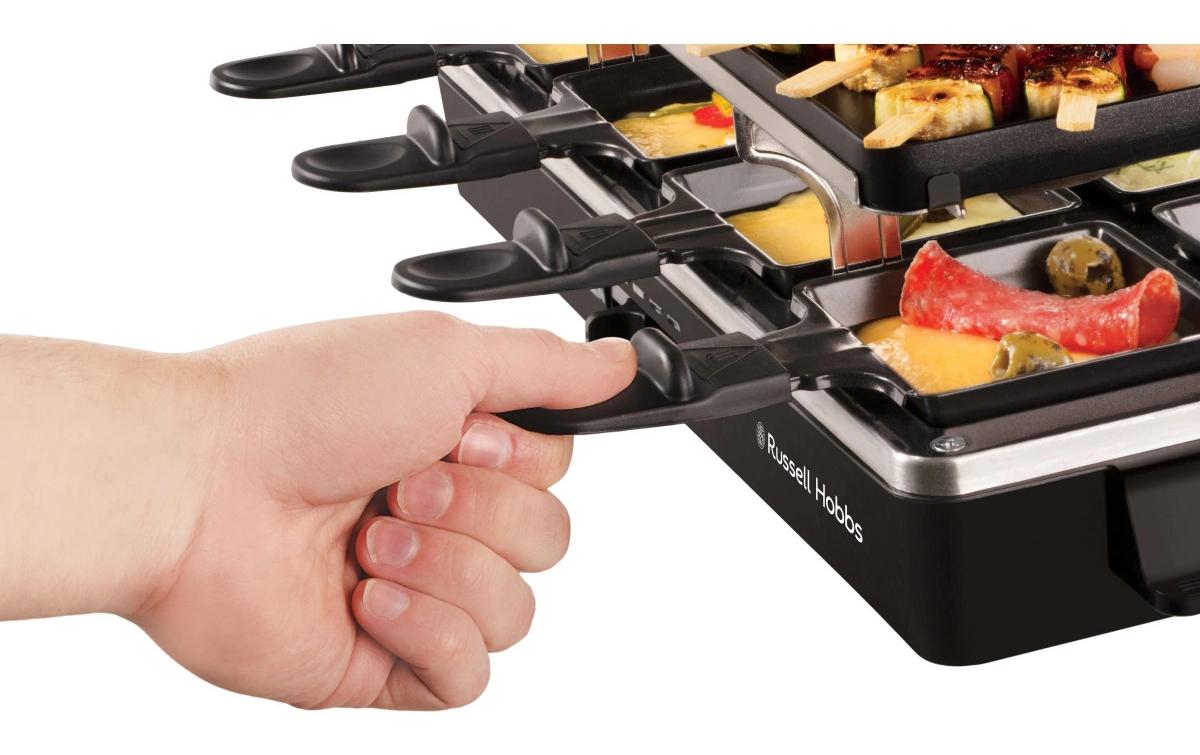 Russell Hobbs Raclette-Grill 3in1 – 8 Personen, Stein-Grillplatte, 1400 W – schwarz