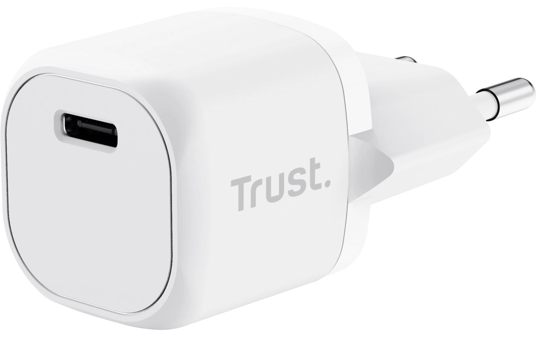 Trust Maxo USB-Wandladegerät 20 W – USB-C×1 – PD, PPS – EU-Stecker (Typ C) – Weiss