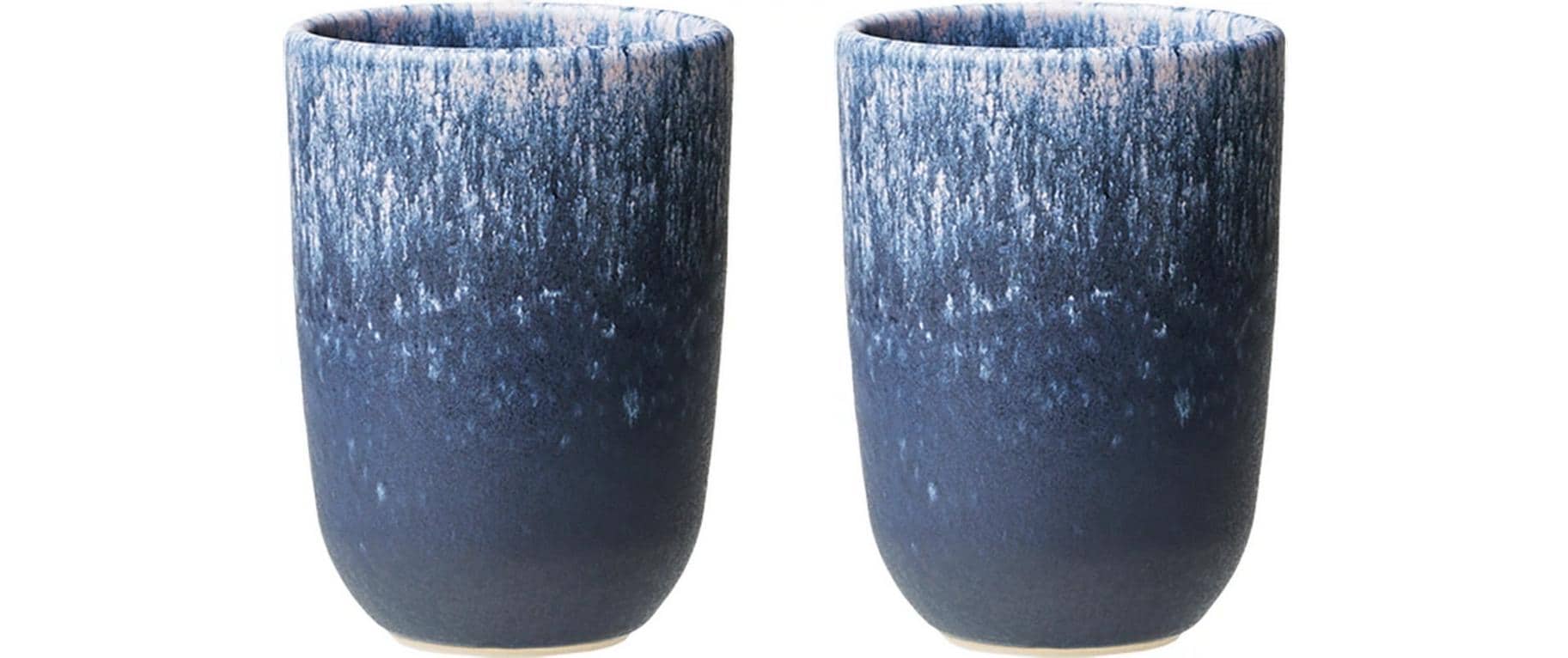 Chic-mic Leonid Tassen – 2er Set, 300 ml, Keramik, Blau/Weiss