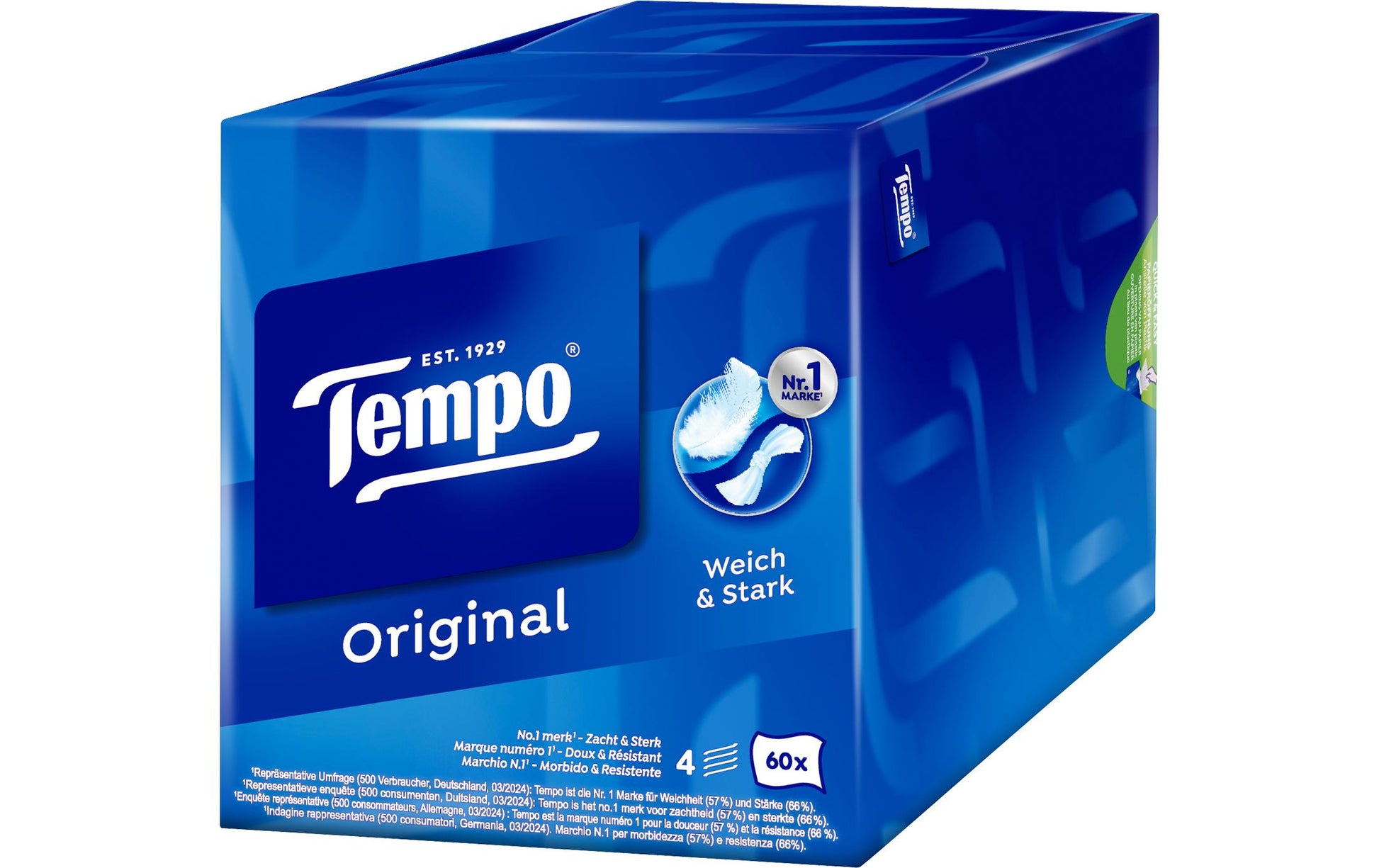 Tempo Original Kosmetiktücher Würfelbox – 4-lagig – 60 Tücher