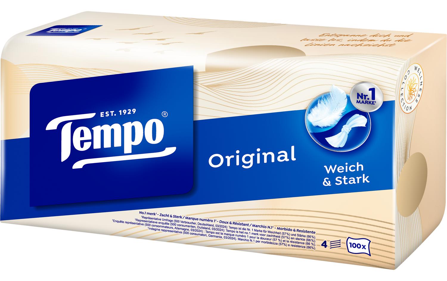 Tempo Kosmetiktücher Box – 4-lagig – 100 Tücher