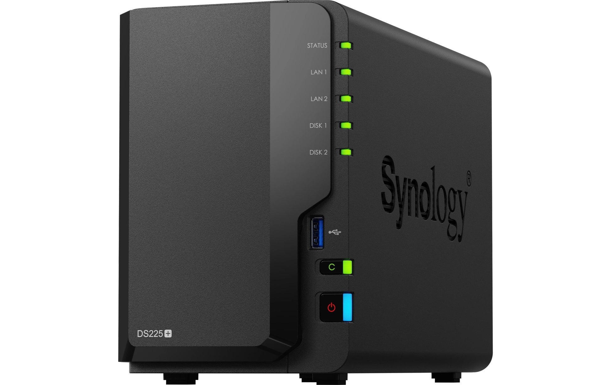 Synology DS225+ – 2-Bay Desktop NAS – Intel Celeron J4125, 2 GB RAM, 2.5GbE, DSM, 32 TB HDD vorinstalliert