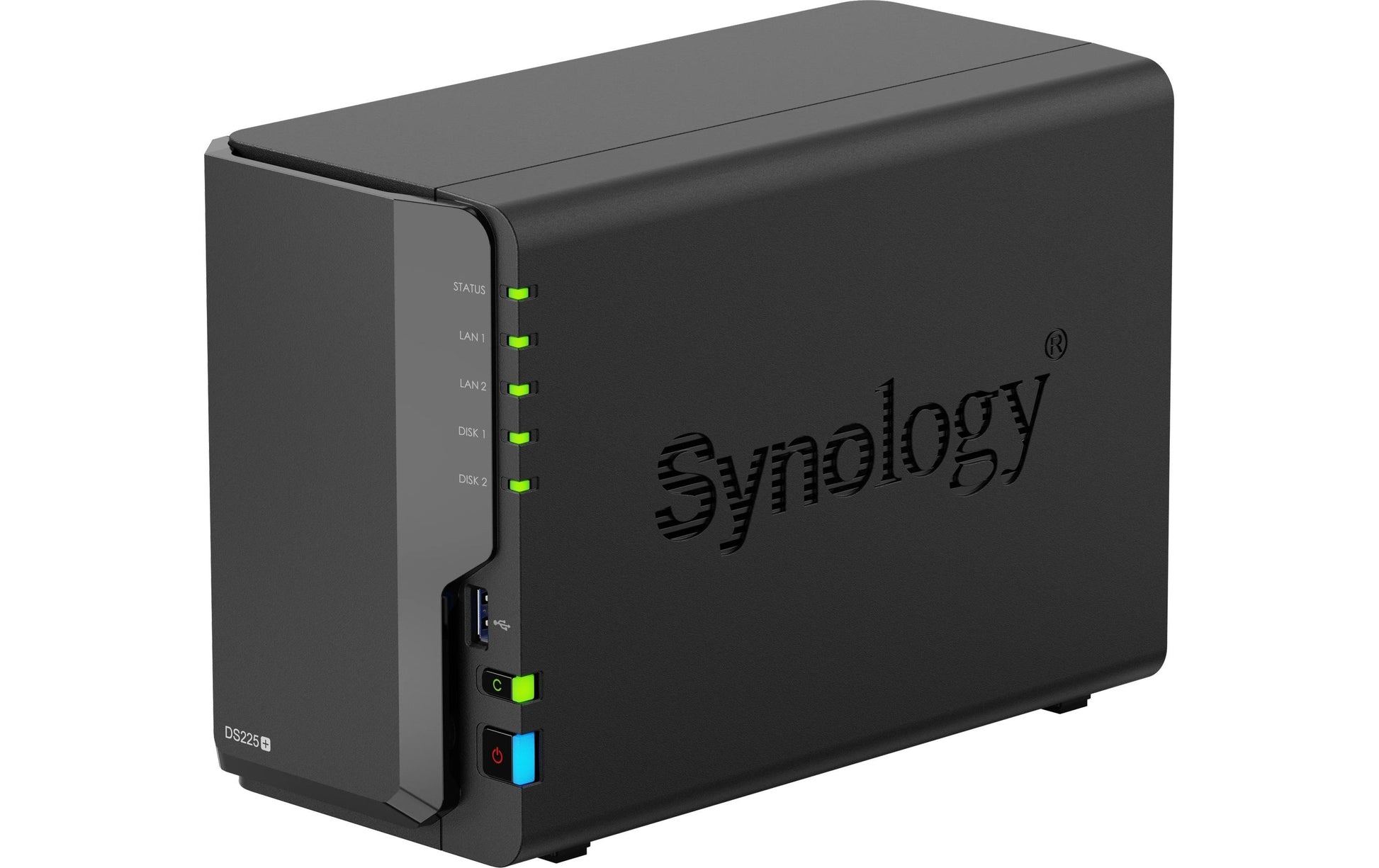 Synology DS225+ – 2-Bay Desktop NAS – Intel Celeron J4125, 2 GB RAM, 2.5GbE, DSM, 32 TB (vorinstalliert)