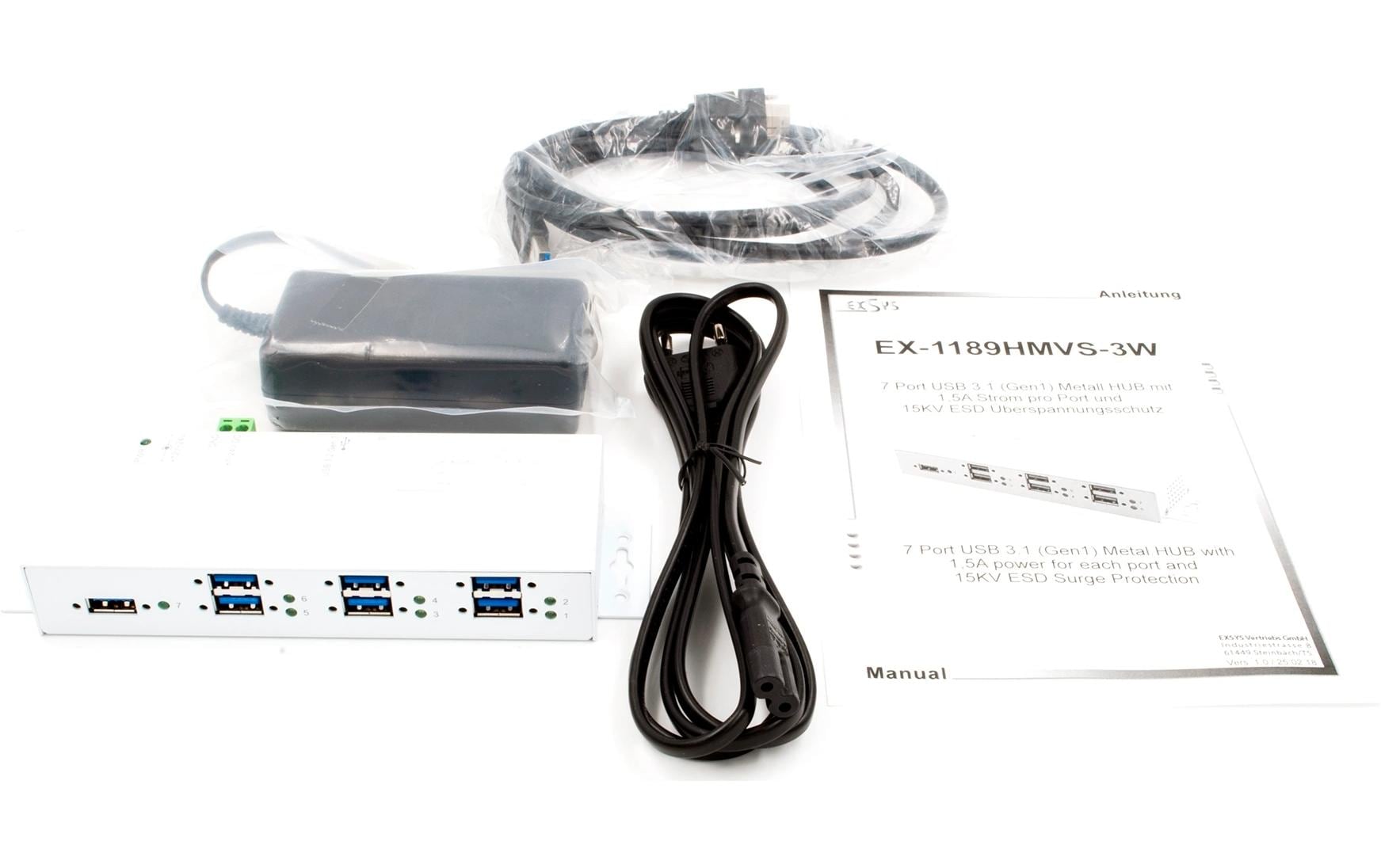 EXSYS EX-1189HMVS-3W USB-Hub – USB-A, 7× USB-A