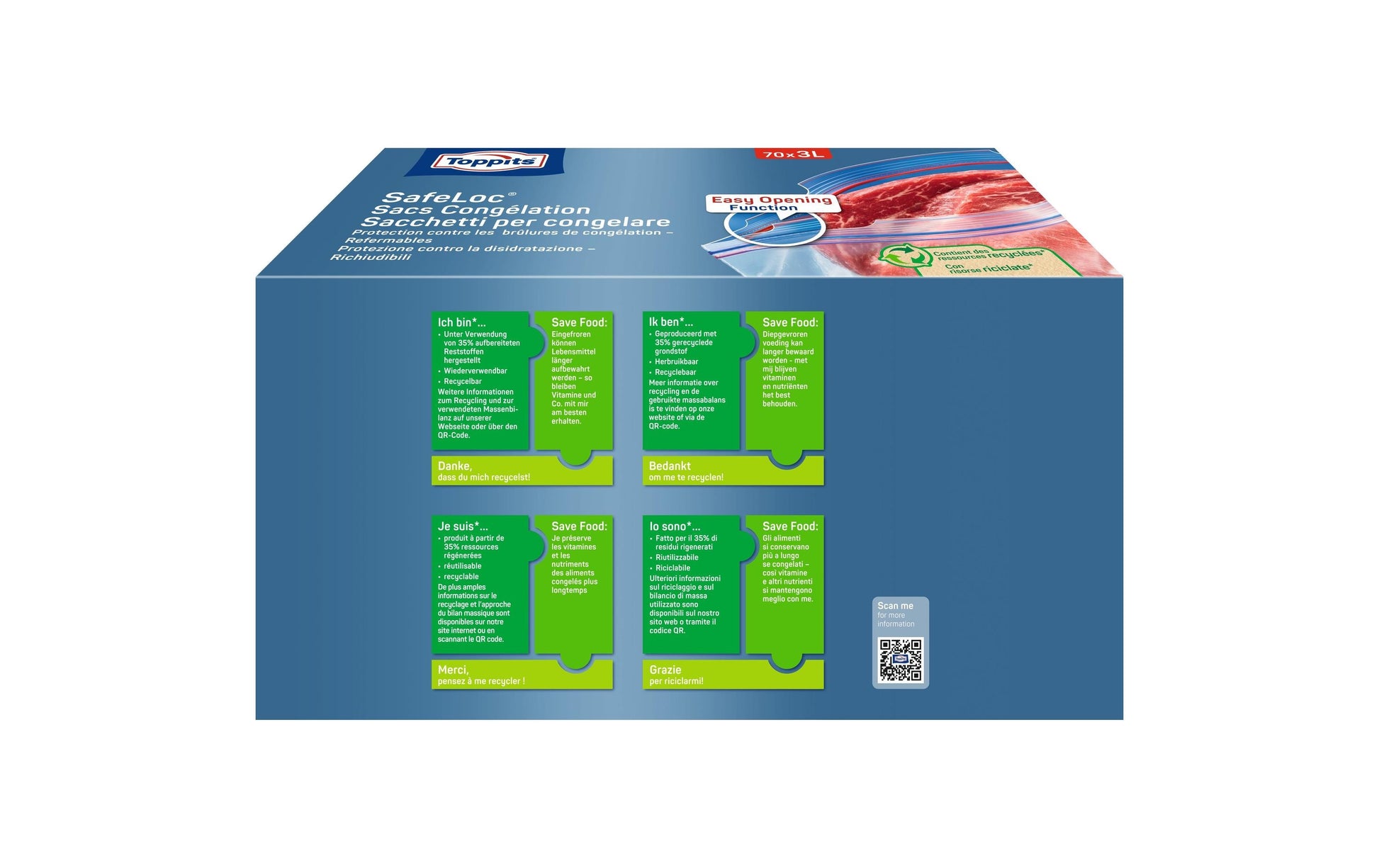 Toppits Gefrierbeutel 3 l, 25 cm, Polyethylen (PE)