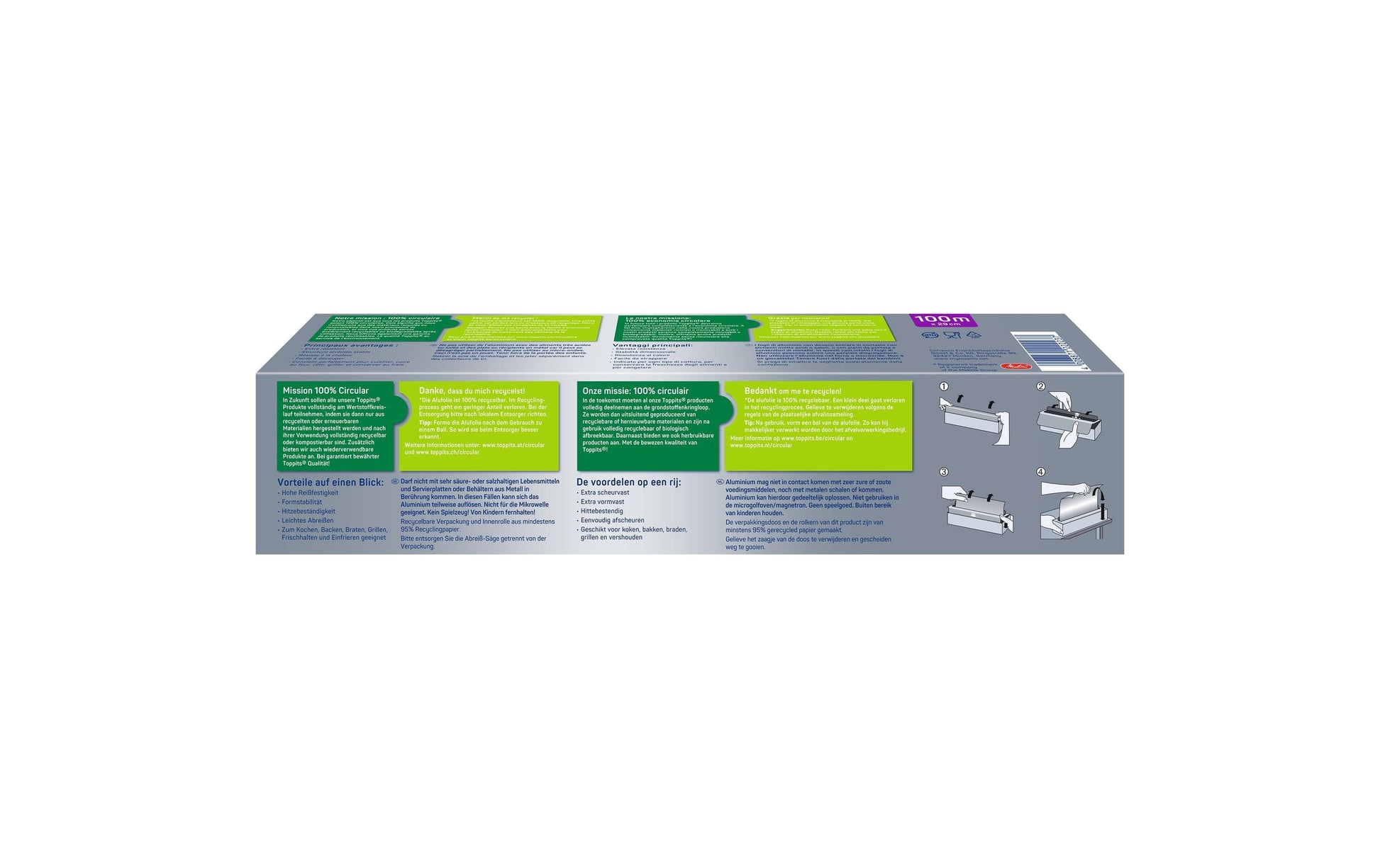 Toppits Alufolie 29 cm × 100 m, Aluminium