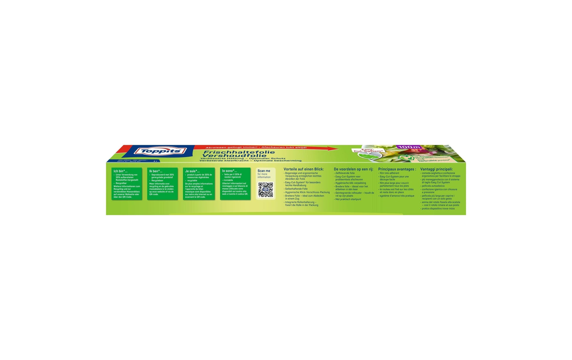 Toppits Frischhaltefolie 30 cm × 100 m, Polyethylen (PE), transparent