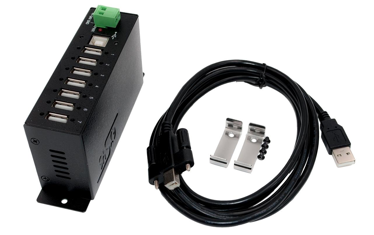 EXSYS EX-1177HMVS USB-Hub – USB 2.0, 7× USB-A, für Windows/Mac/Linux