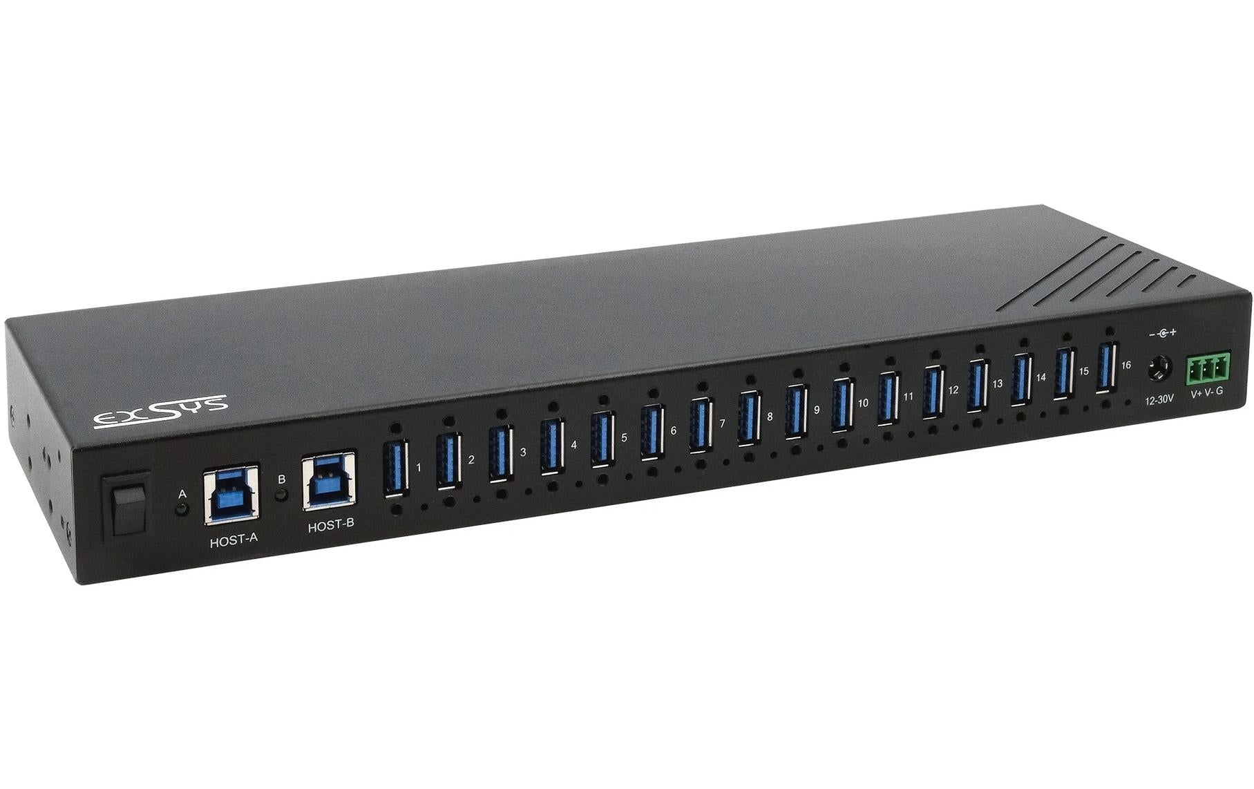 EXSYS EX-11236HMS USB-Hub – USB-B, 16× USB-A, 120 W PD, für Windows