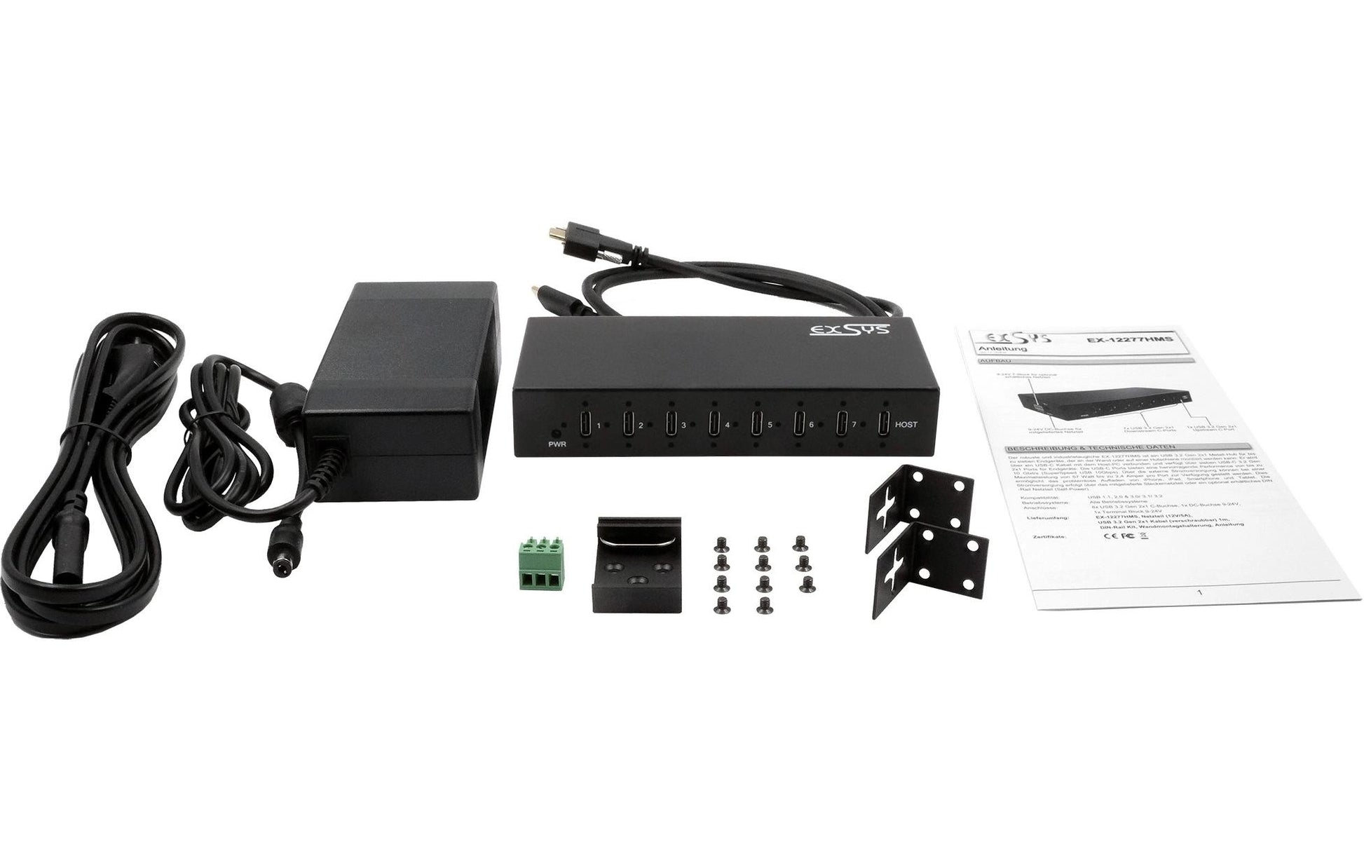 EXSYS EX-12277HMS USB-Hub – USB-C, 7× USB-C (10 Gbit/s)