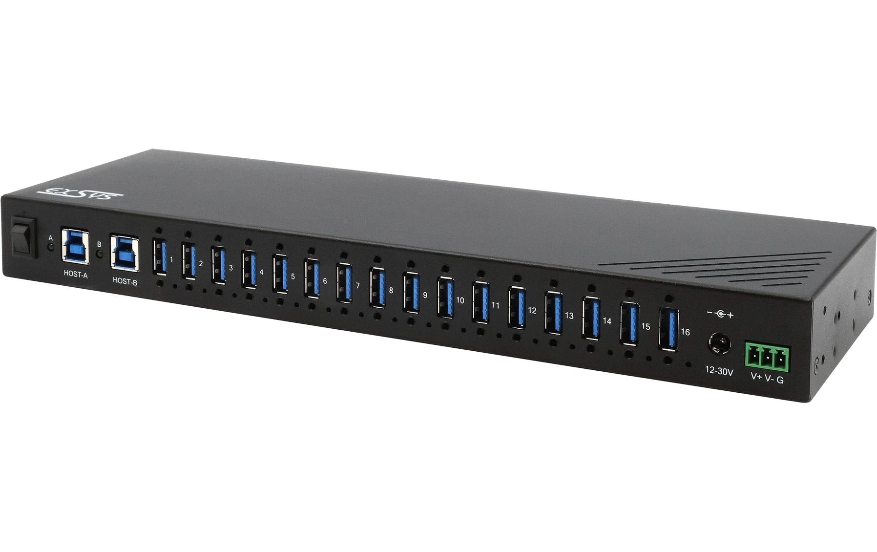 EXSYS EX-11236HMS USB-Hub – USB-B, 16× USB-A, 120 W PD, für Windows