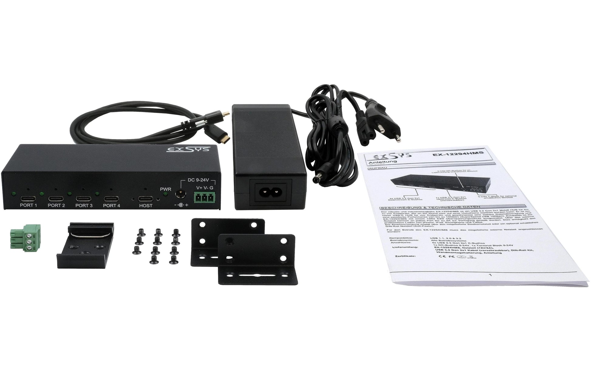 EXSYS EX-12294HMS USB-Hub – USB-C, 4× USB-C (10 Gbit/s)