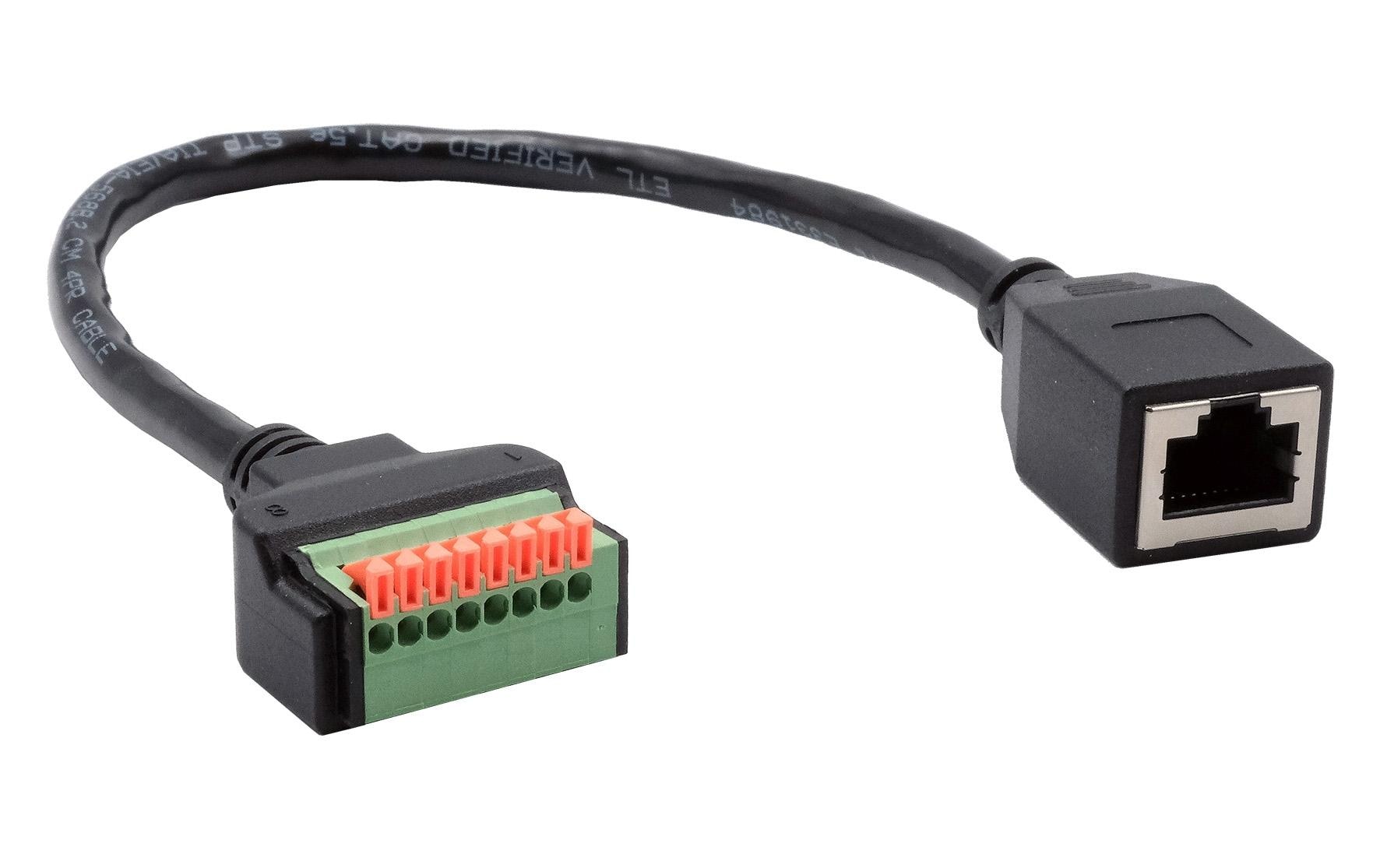 EXSYS EX-49120 Adapter RJ-45 zu 8-Pin-Terminalblock – Cat.6, 0,3 m – Schwarz