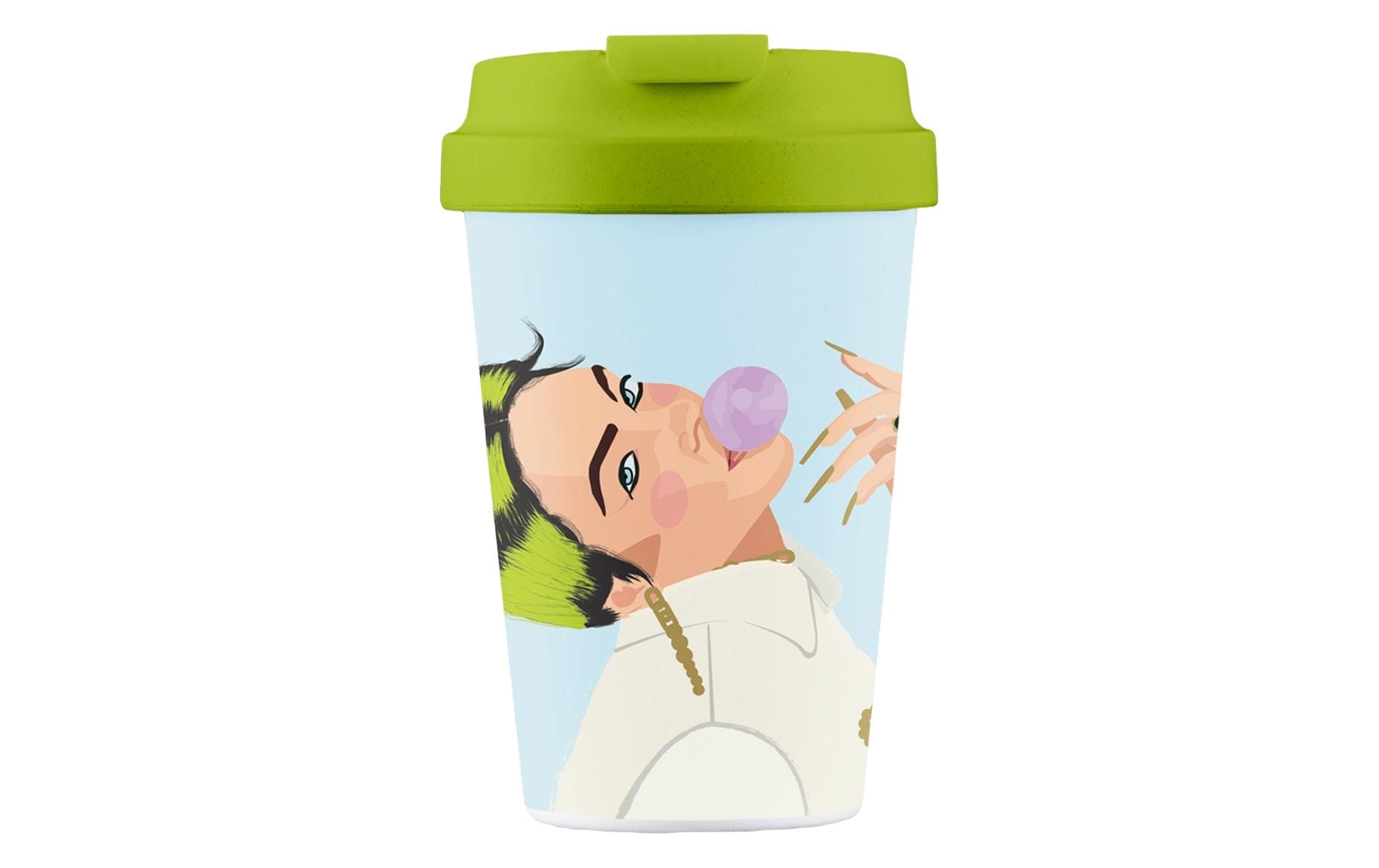 BioLoco Becher – 350 ml, Kunststoff (PLA)/Silikon, Mehrfarbig, mit Deckel, spülmaschinenfest