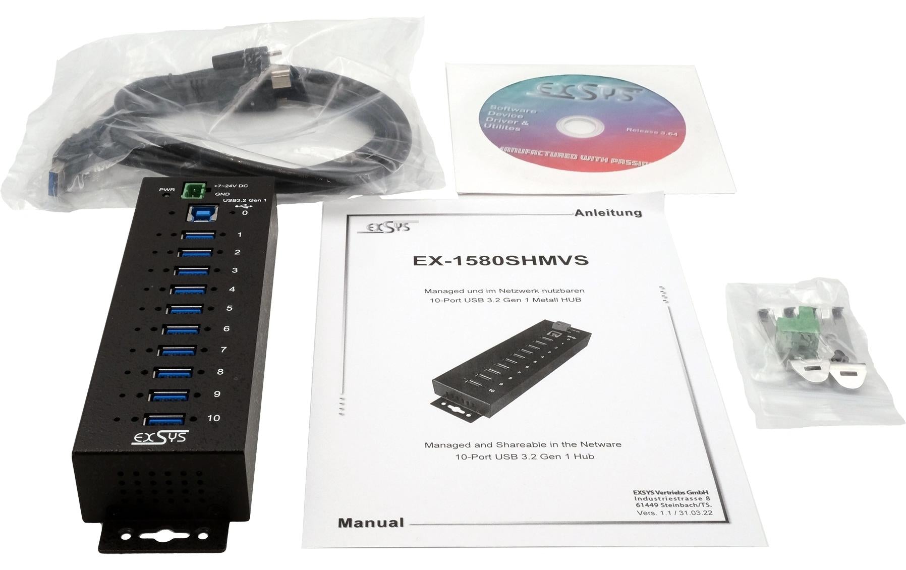 EXSYS EX-1580SHMVS USB-Hub – 10× USB-A