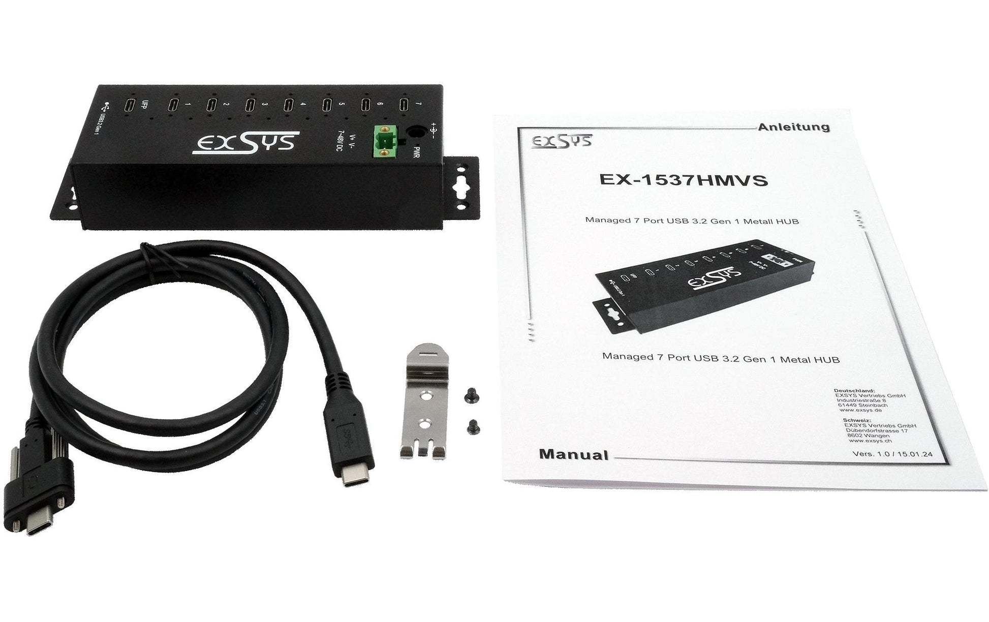 EXSYS EX-1537HMVS USB-Hub – USB-C, 7× USB-C