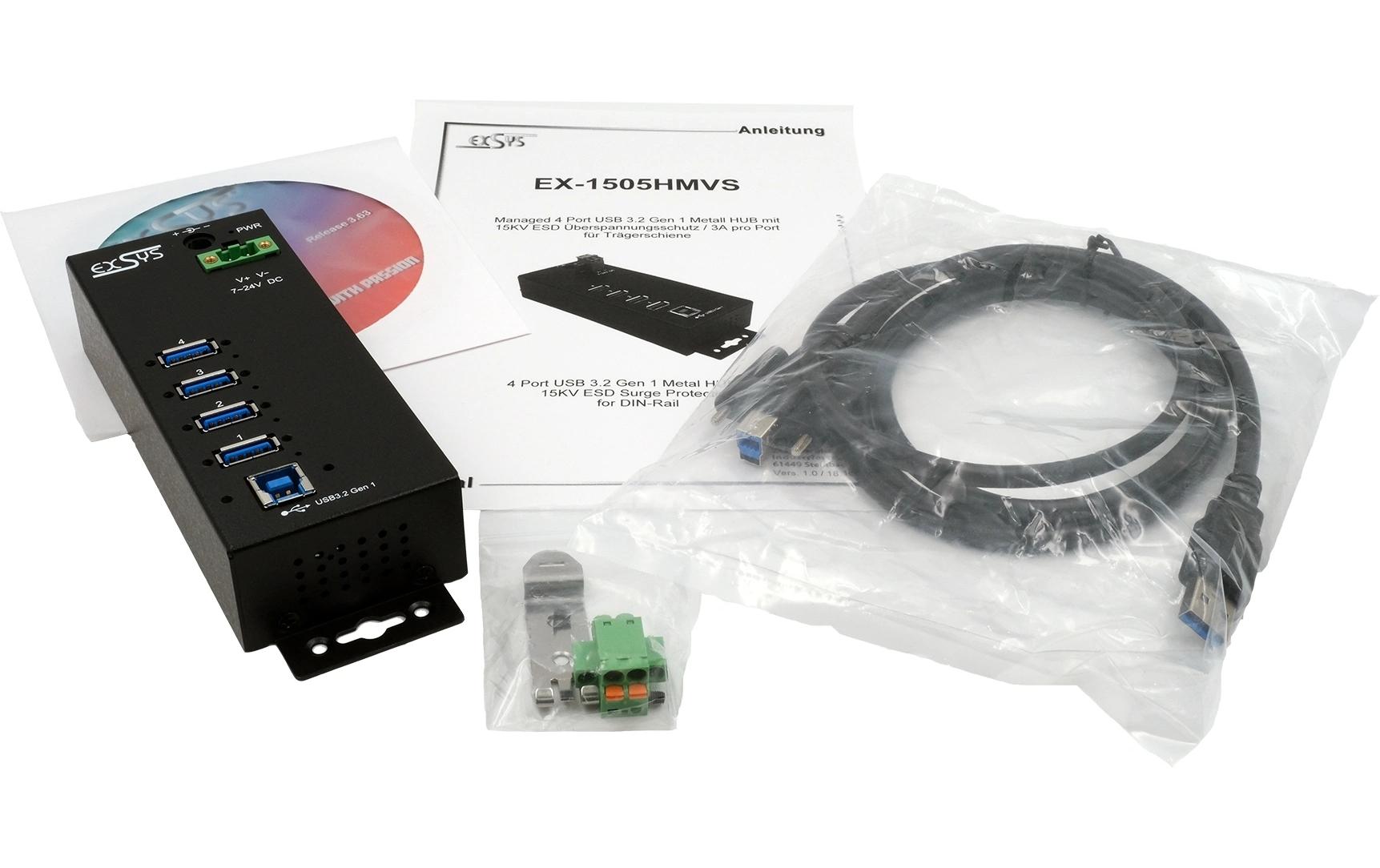 EXSYS EX-1505HMVS USB-Hub – USB-B, 4× USB-A