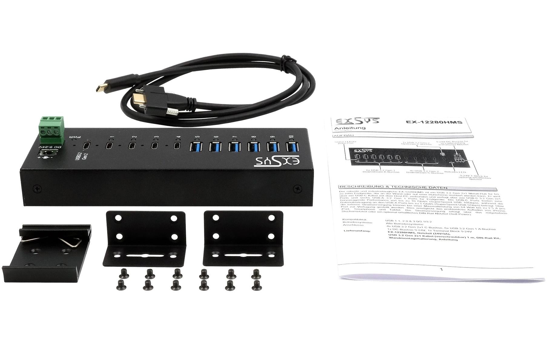 EXSYS EX-12280HMS USB-Hub – USB-C, 6× USB-A, 4× USB-C