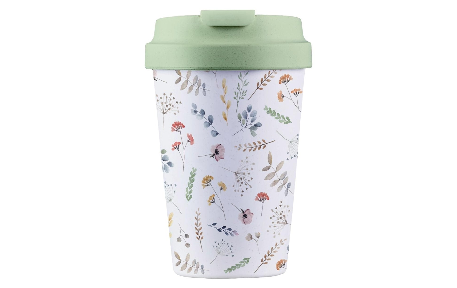 BioLoco Kaffeebecher Easy C. Watercolorflowers – 350 ml, Kunststoff (PLA)/Silikon, mit Deckel