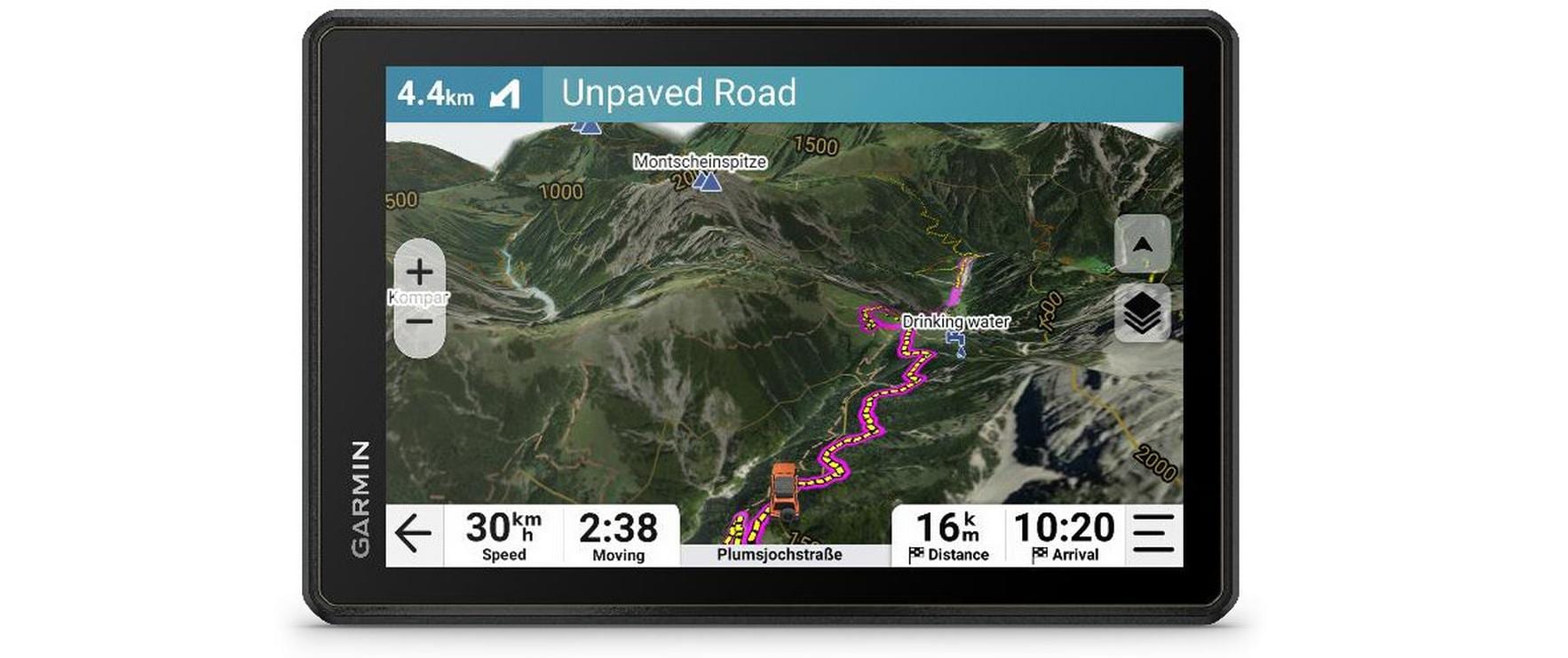 Garmin Tread 2 Overland – GPS Navigator, 8" TFT, 1280×800 (WXGA), 6 h Akku, 64 GB, microSD Slot, Schwarz