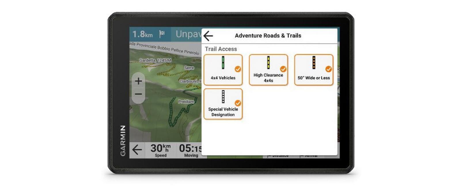 Garmin Tread 2 Overland – GPS Navigator, 8" TFT, 1280×800 (WXGA), 6 h Akku, 64 GB, microSD Slot, Schwarz