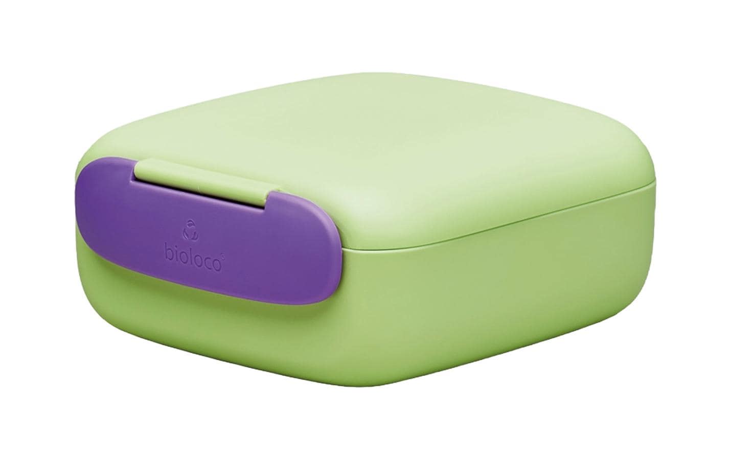 BioLoco Lunchbox 13 × 14,5 × 6 cm, Biokunststoff (PLA), hellgrün/violett