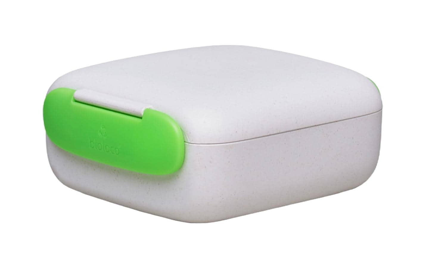BioLoco Lunchbox, 13 × 14,5 × 6 cm, Polylactid (PLA), weiss/grün
