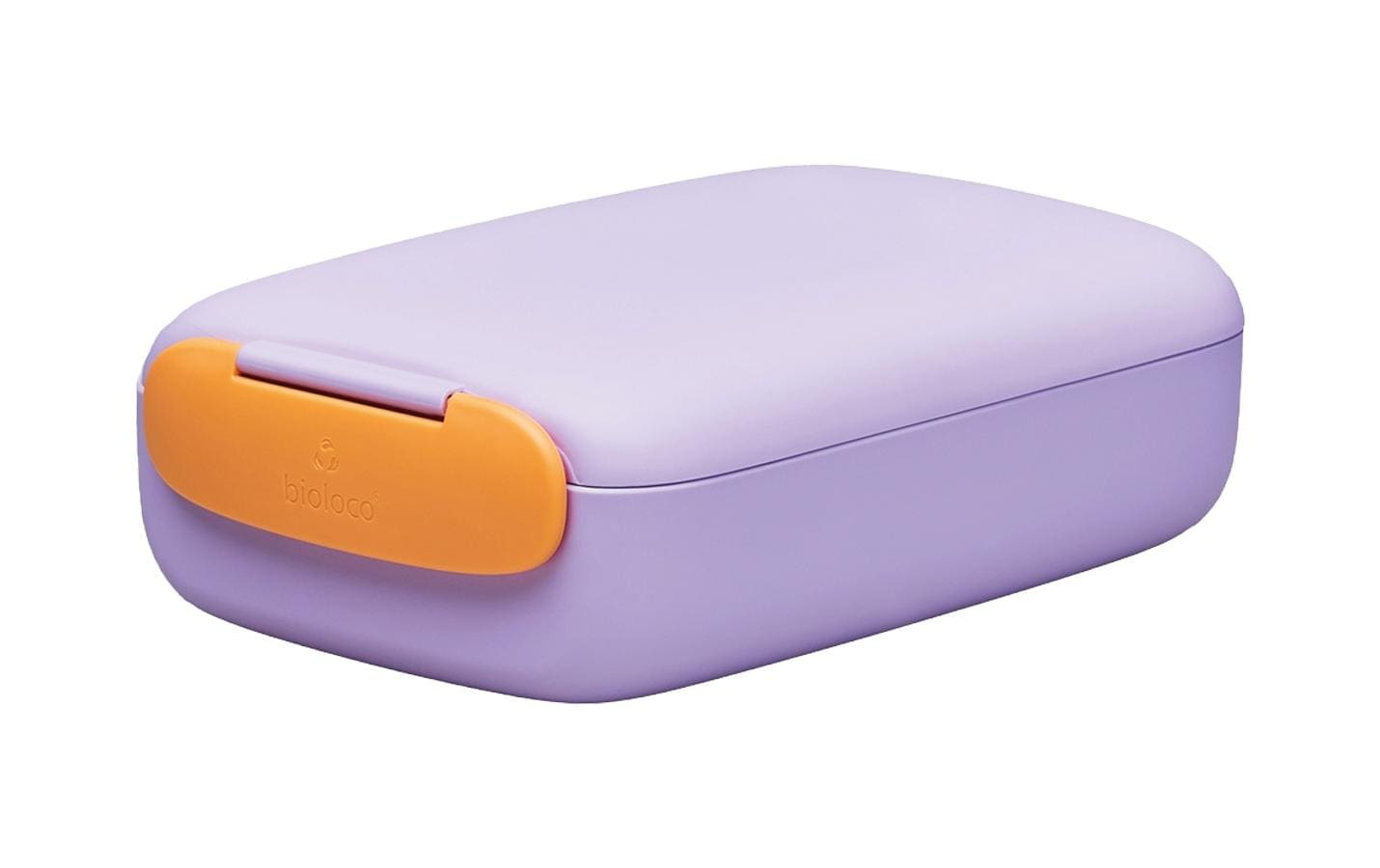 BioLoco Lunchbox 13 × 19,5 × 6 cm, Biokunststoff (PLA), luftdicht, violett/orange