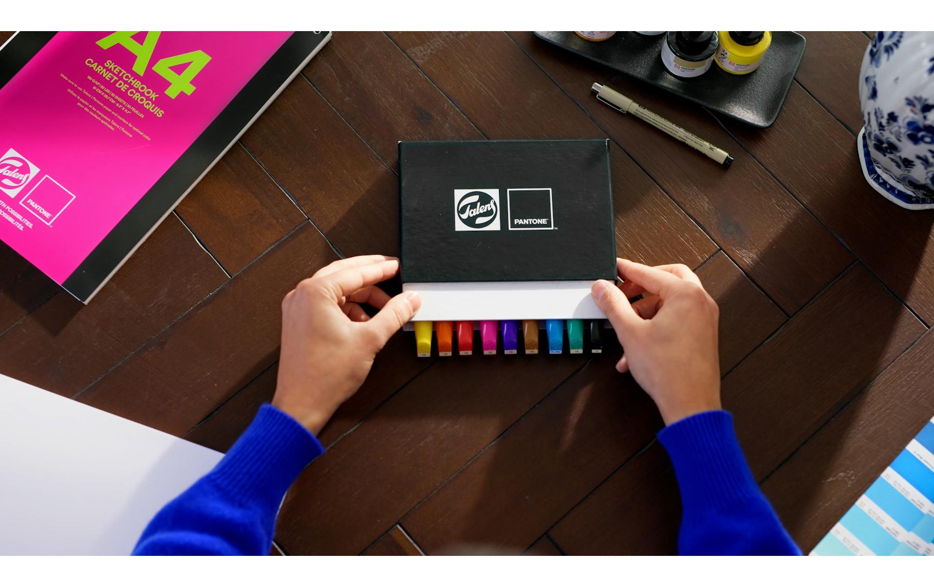 Talens Pantone Filzstifte, Doppelspitze – Kombi (Keil + Pinsel), wasserfest, 9 Farben
