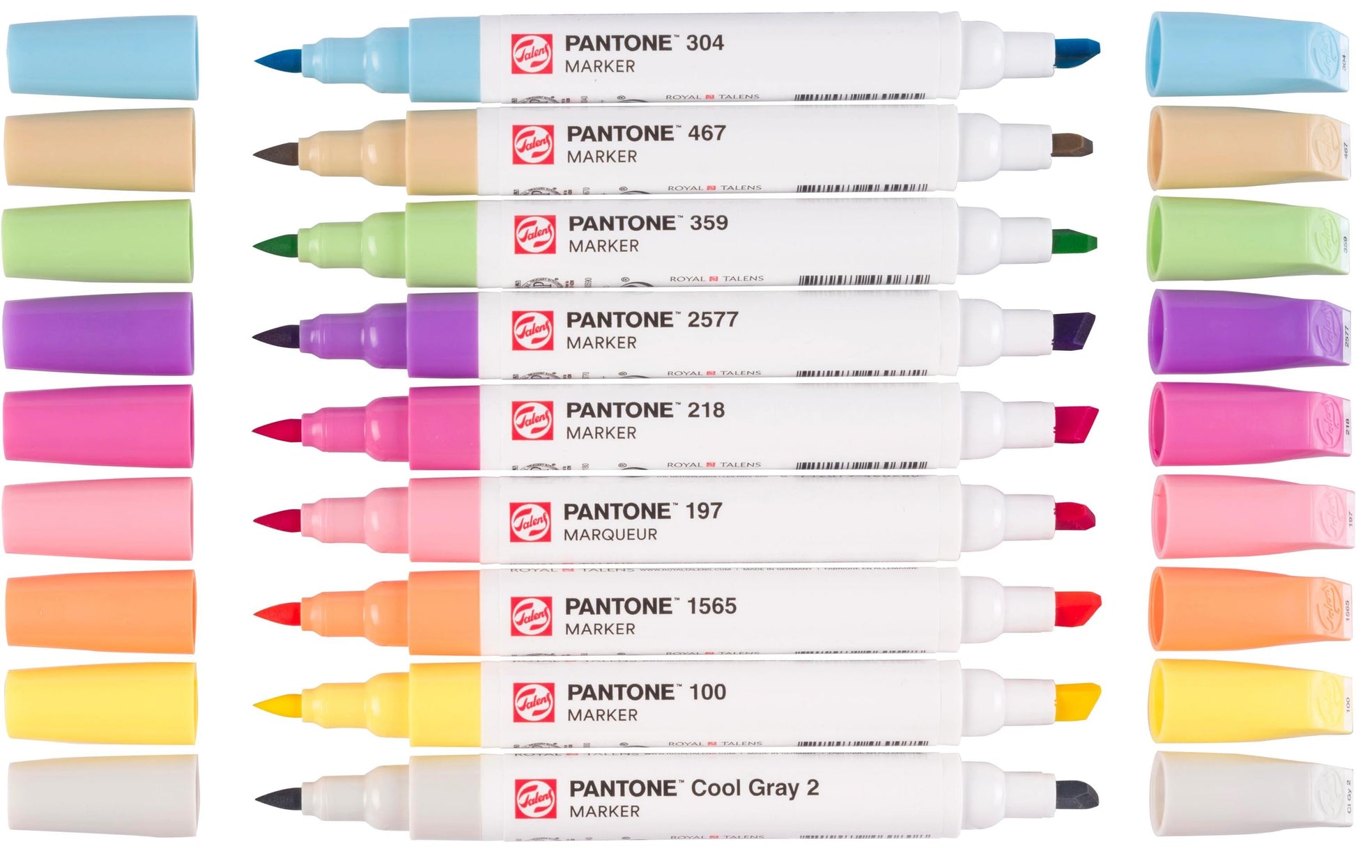 Talens Pantone Brush Pen Pastell – Doppelspitze, Keil/Pinsel, wasserfest, 9 Farben