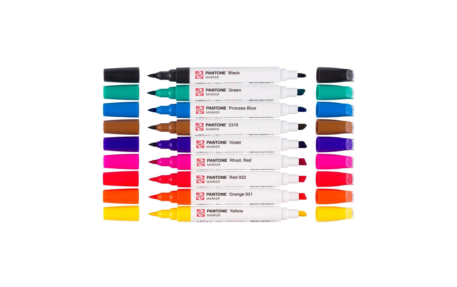Talens Pantone Filzstifte, Doppelspitze – Kombi (Keil + Pinsel), wasserfest, 9 Farben