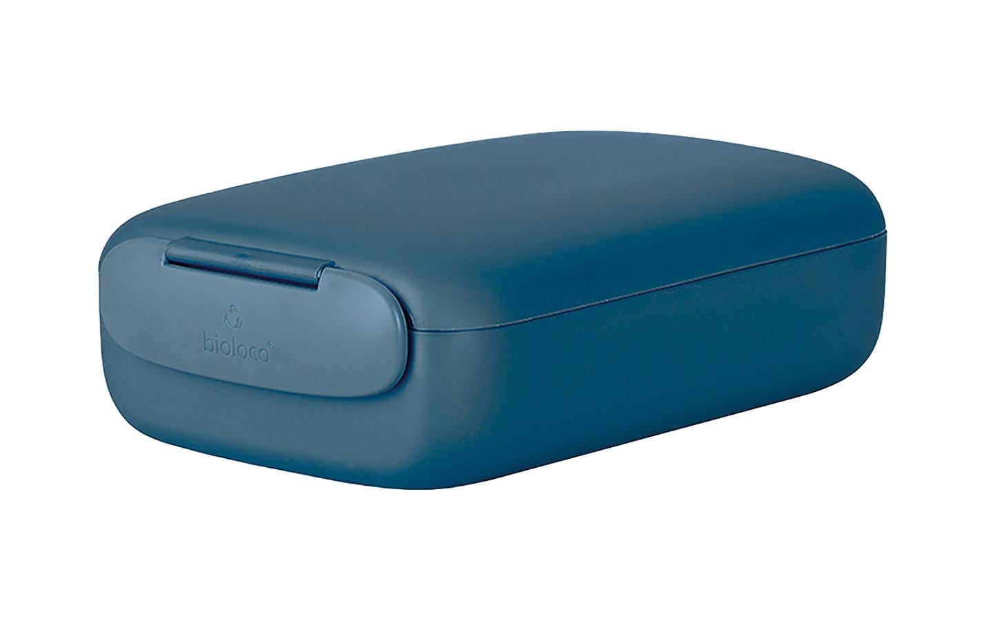 BioLoco Lunchbox, 13 × 19,5 × 6 cm, Polymilchsäure (PLA)/Silikon, blaugrau