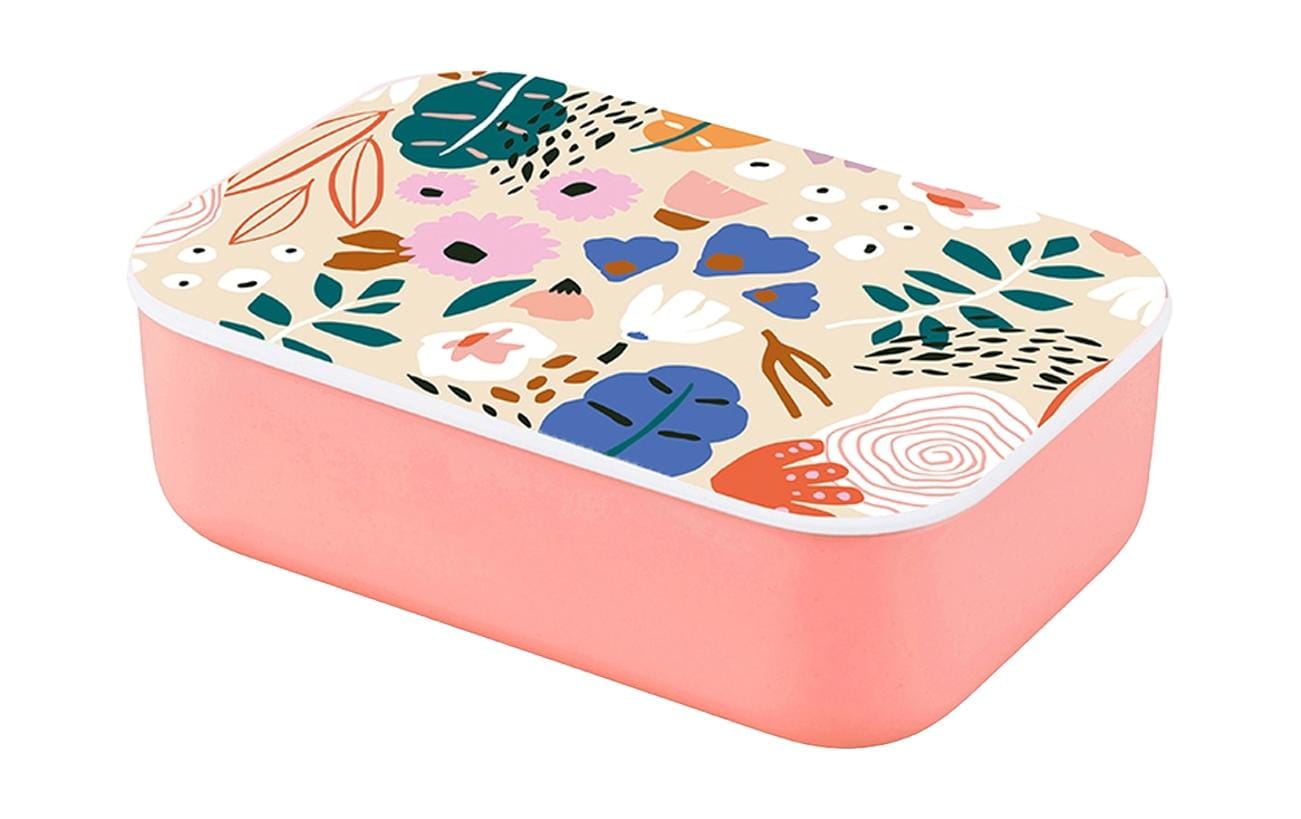 BioLoco Lunchbox 12 × 17 × 5 cm, Polylactid (PLA)/Silikon, rosa, mit Abtrennung