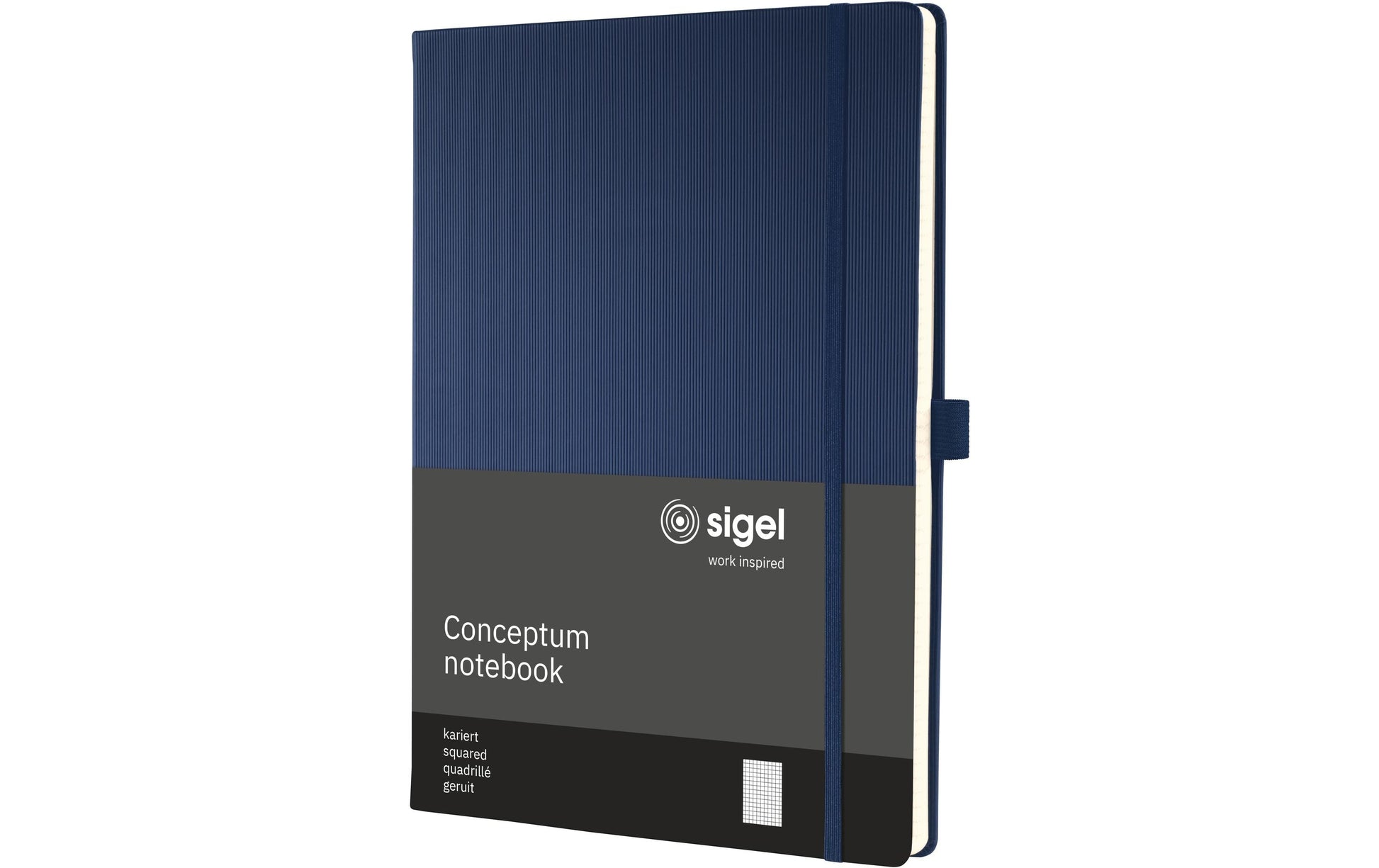 Sigel Notizbuch Conceptum, A4, kariert, Fadenheftung, 194 Seiten, 80 g/m² – dunkelblau
