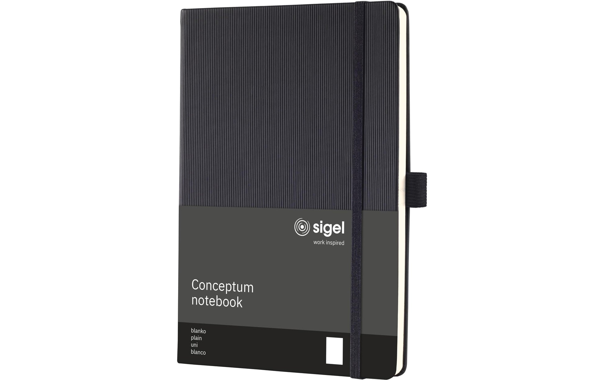 Sigel Notizbuch, 148 × 213 mm, blanko, Fadenheftung, 194 Seiten, 80 g/m² – schwarz
