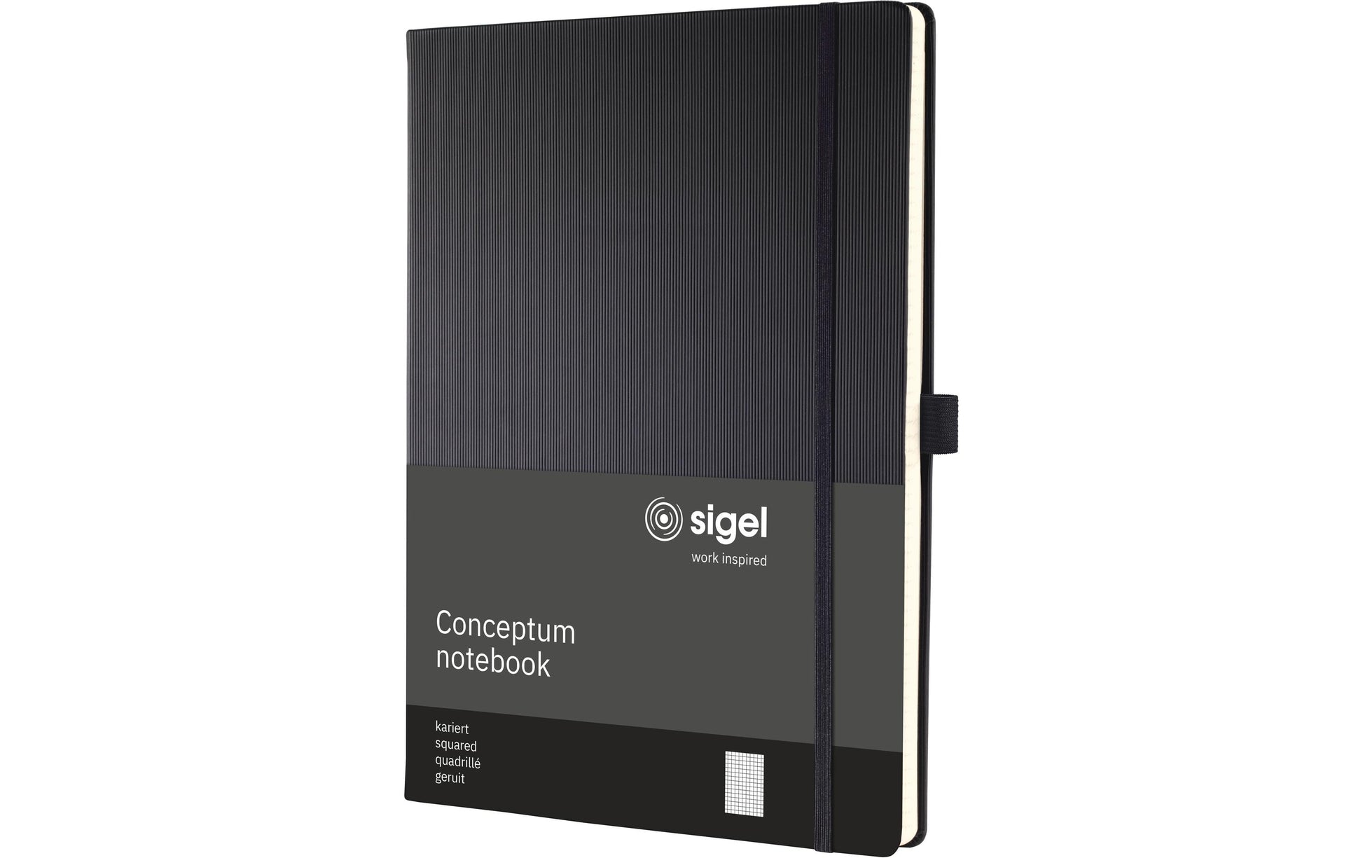 Sigel Notizbuch, 213 × 295 mm, kariert, Fadenheftung, 194 Seiten, 80 g/m² – schwarz