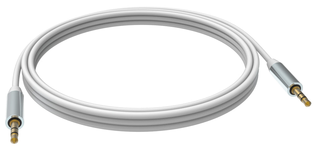 Vision 3,5-mm-Klinkenkabel – Stecker zu Stecker – 5 m, vergoldete Stecker, Weiss