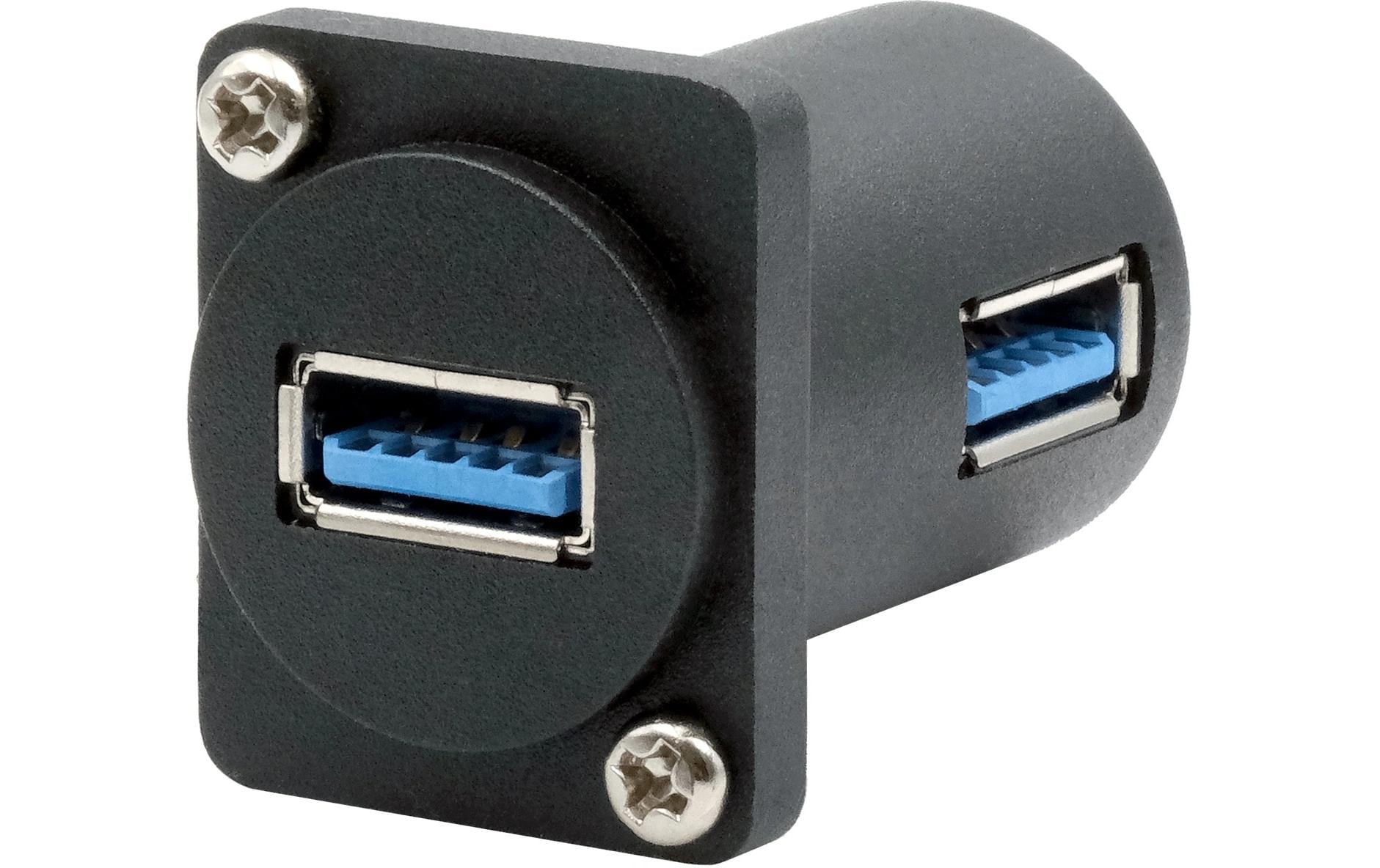 EXSYS EX-49154 Adapter USB-A zu USB-A – USB 3.2 Gen 1 (5 Gbit/s), beidseitig einsteckbar, flach/winkelförmig