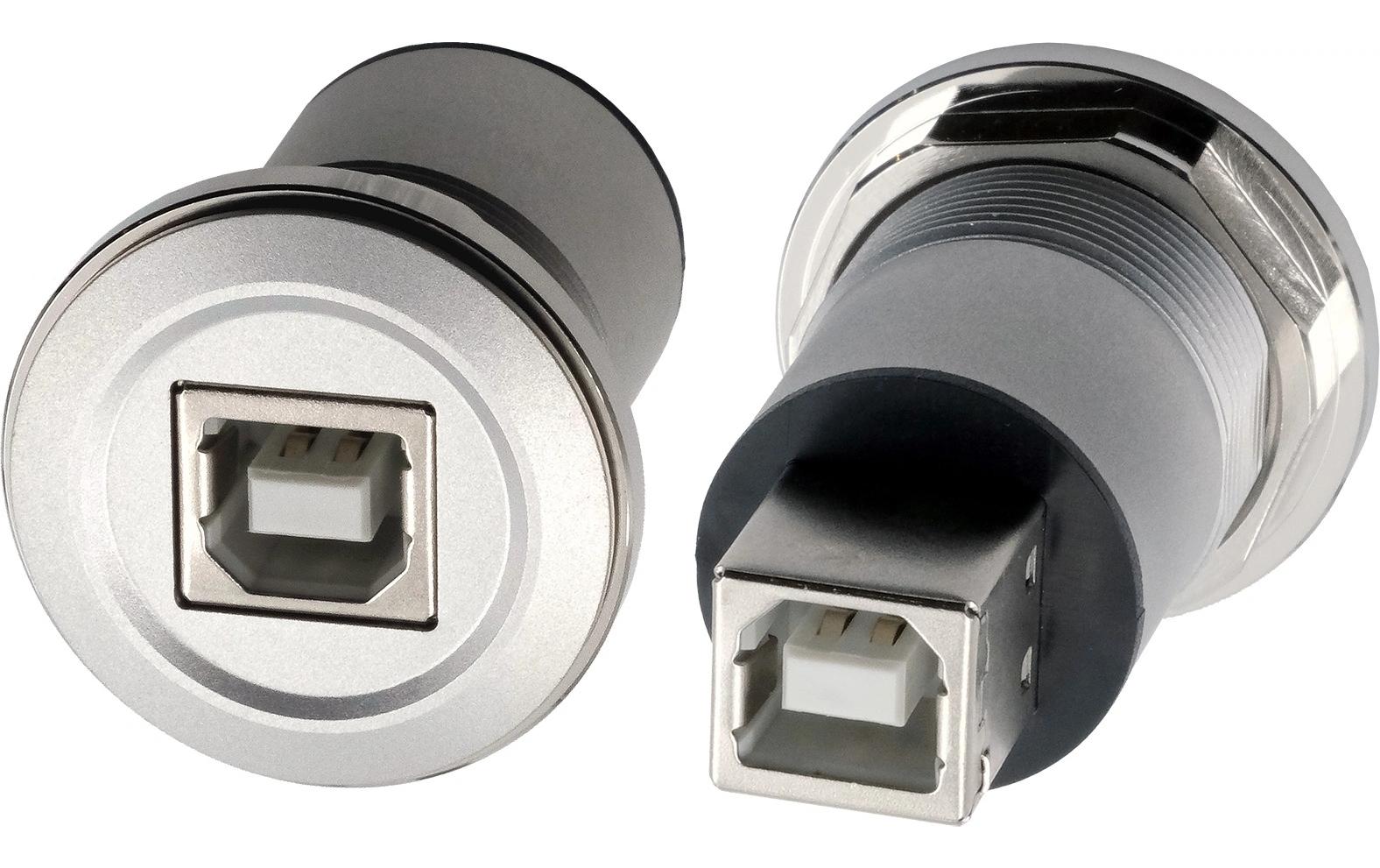 EXSYS EX-49192 Einbau-Adapter USB-B zu USB-B – USB 2.0 (480 Mbit/s), Metallverstärkt, Silber