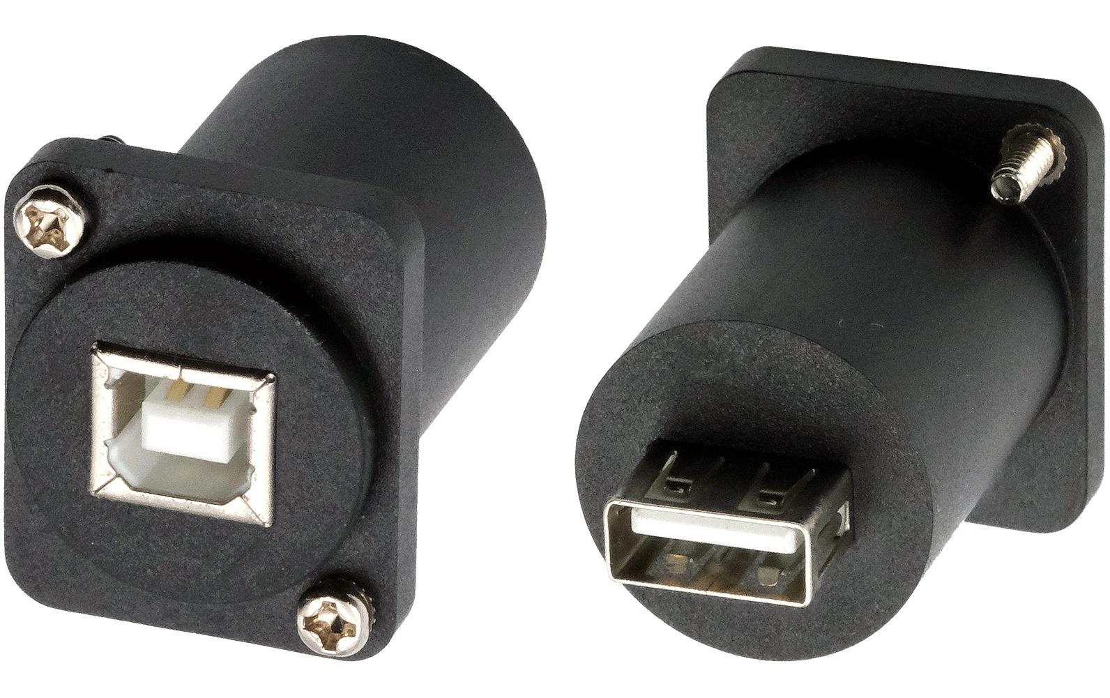 EXSYS EX-49157 Adapter USB-B Buchse zu USB-A Buchse – USB 2.0 (480 Mbit/s), Schwarz
