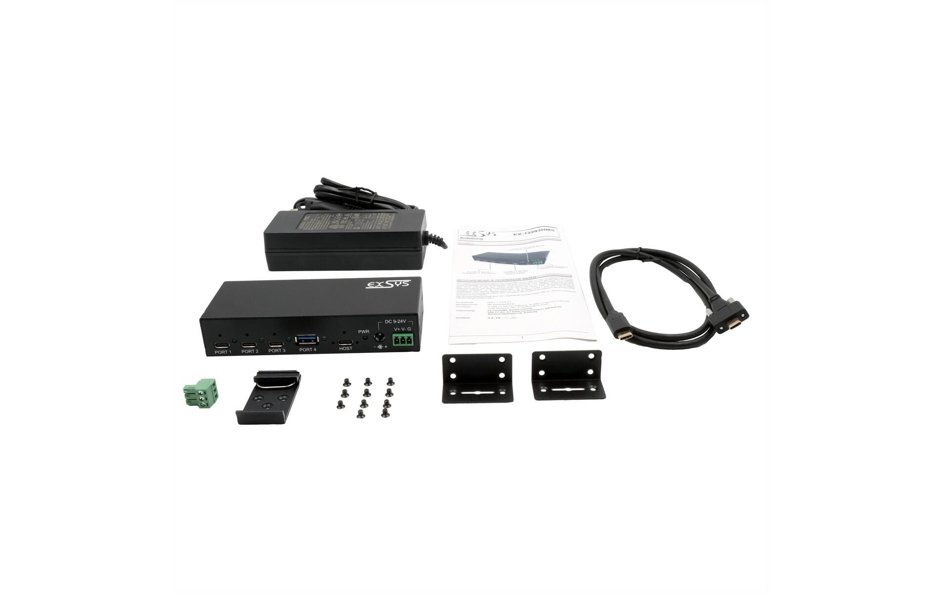 EXSYS EX-12293HMS USB-Hub – 3× USB-C, 1× USB-A