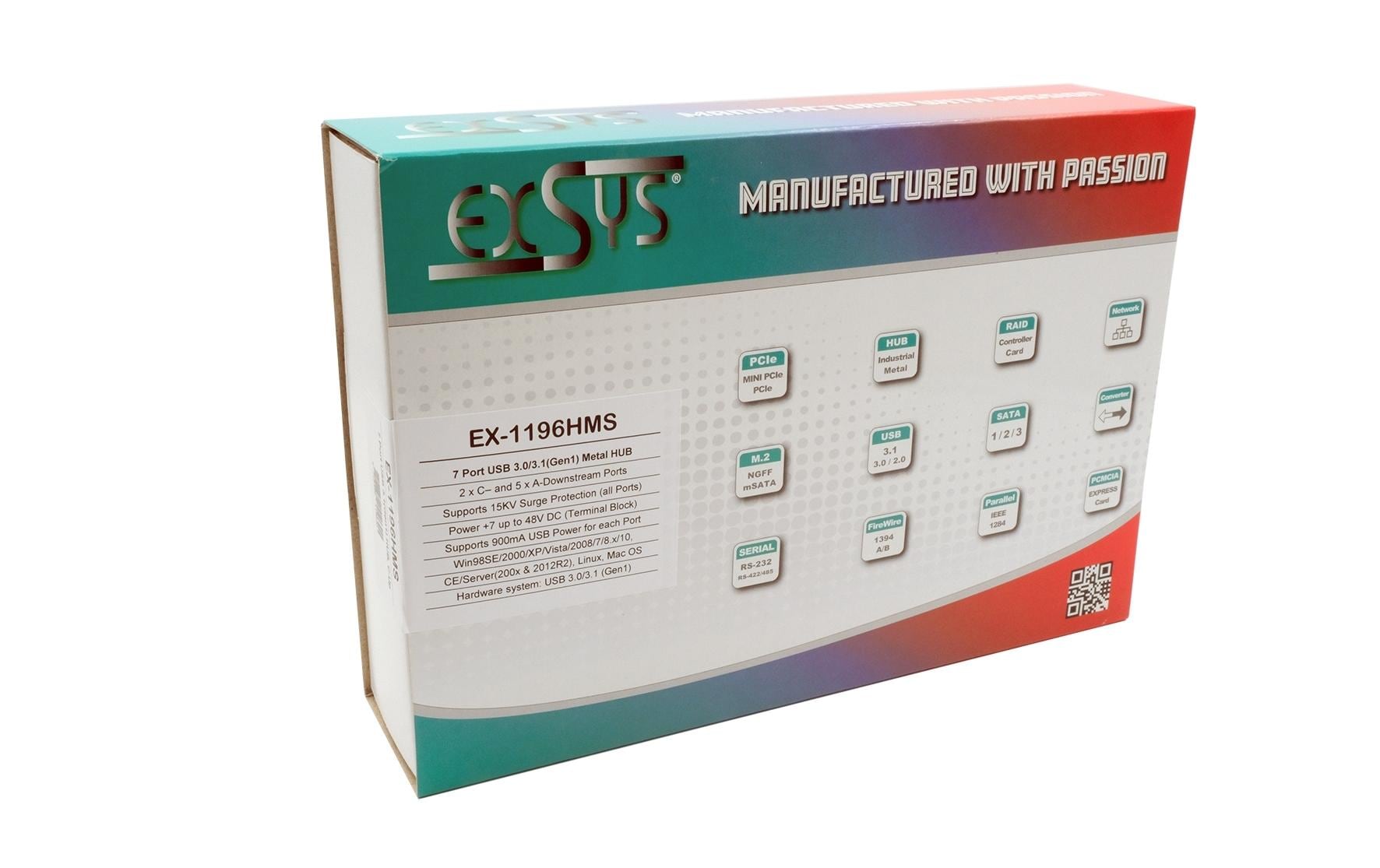 EXSYS EX-1196HMS USB-Hub – USB-C, 5× USB-A, 2× USB-C, für Windows/Mac/Linux