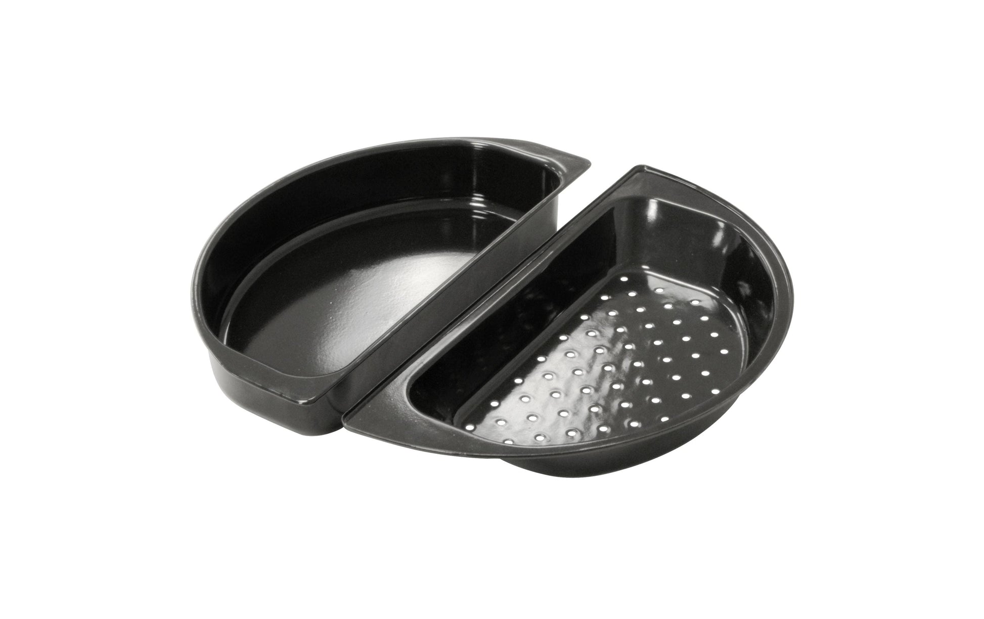 OUTDOORCHEF Fonduepfanne Halbmond – 21×39,5×6,4 cm – Stahl, Emaille, für Outdoorchef, Schwarz