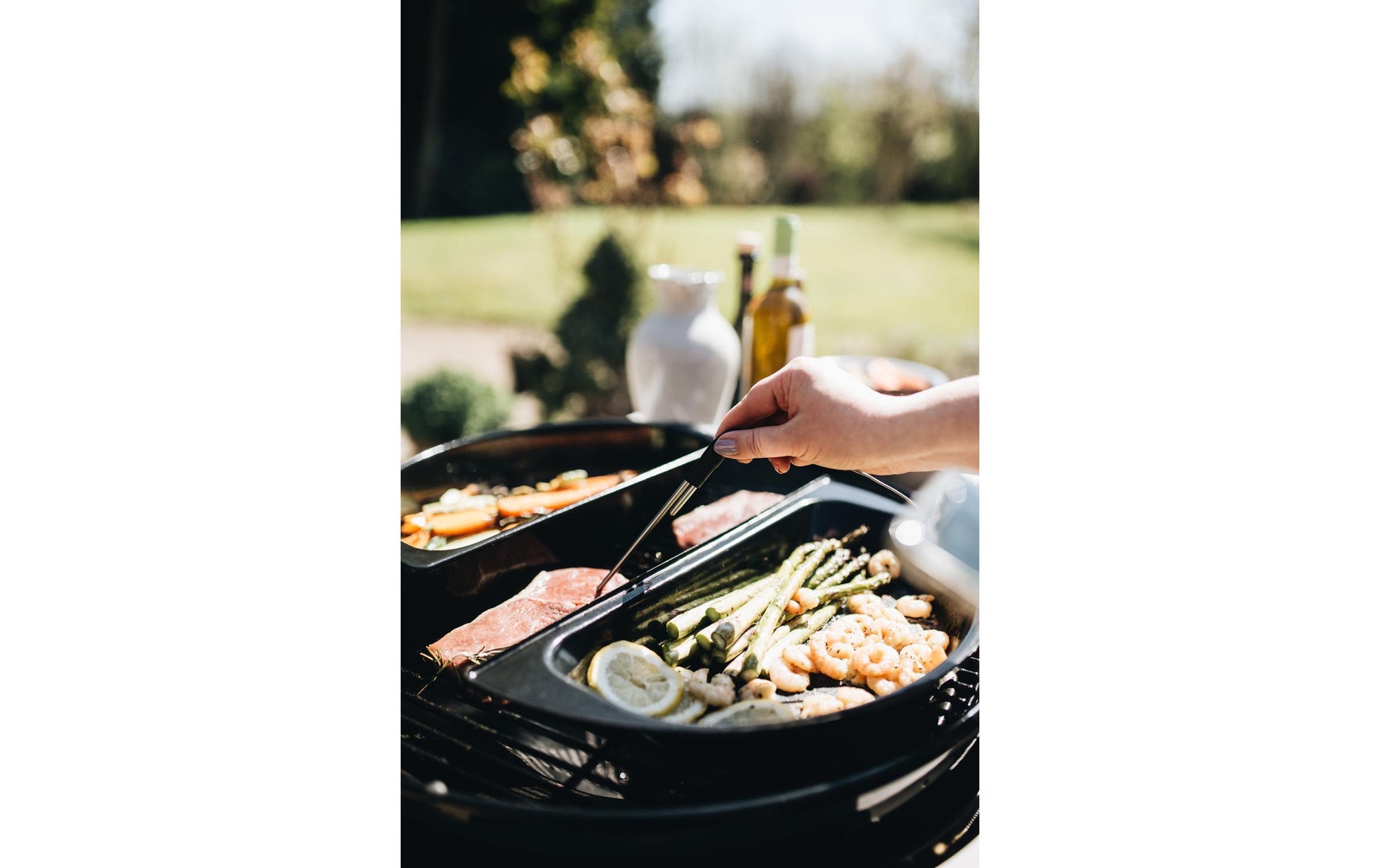OUTDOORCHEF Fonduepfanne Halbmond – 21×39,5×6,4 cm – Stahl, Emaille, für Outdoorchef, Schwarz