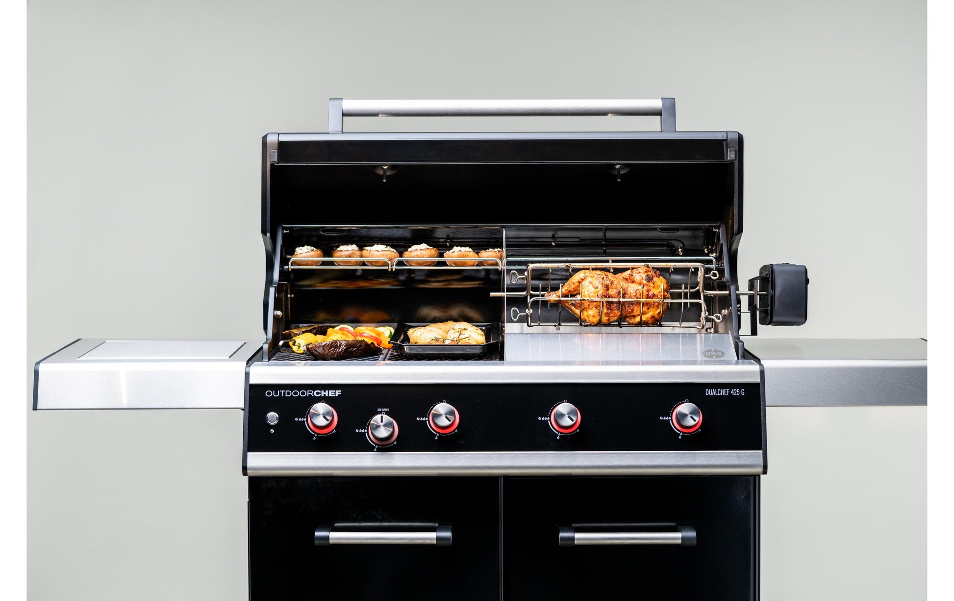 OUTDOORCHEF Drehspiess-Set – 110,0 × 11,0 × 11,0 cm, Edelstahl – für Dualchef, A-Line EVO