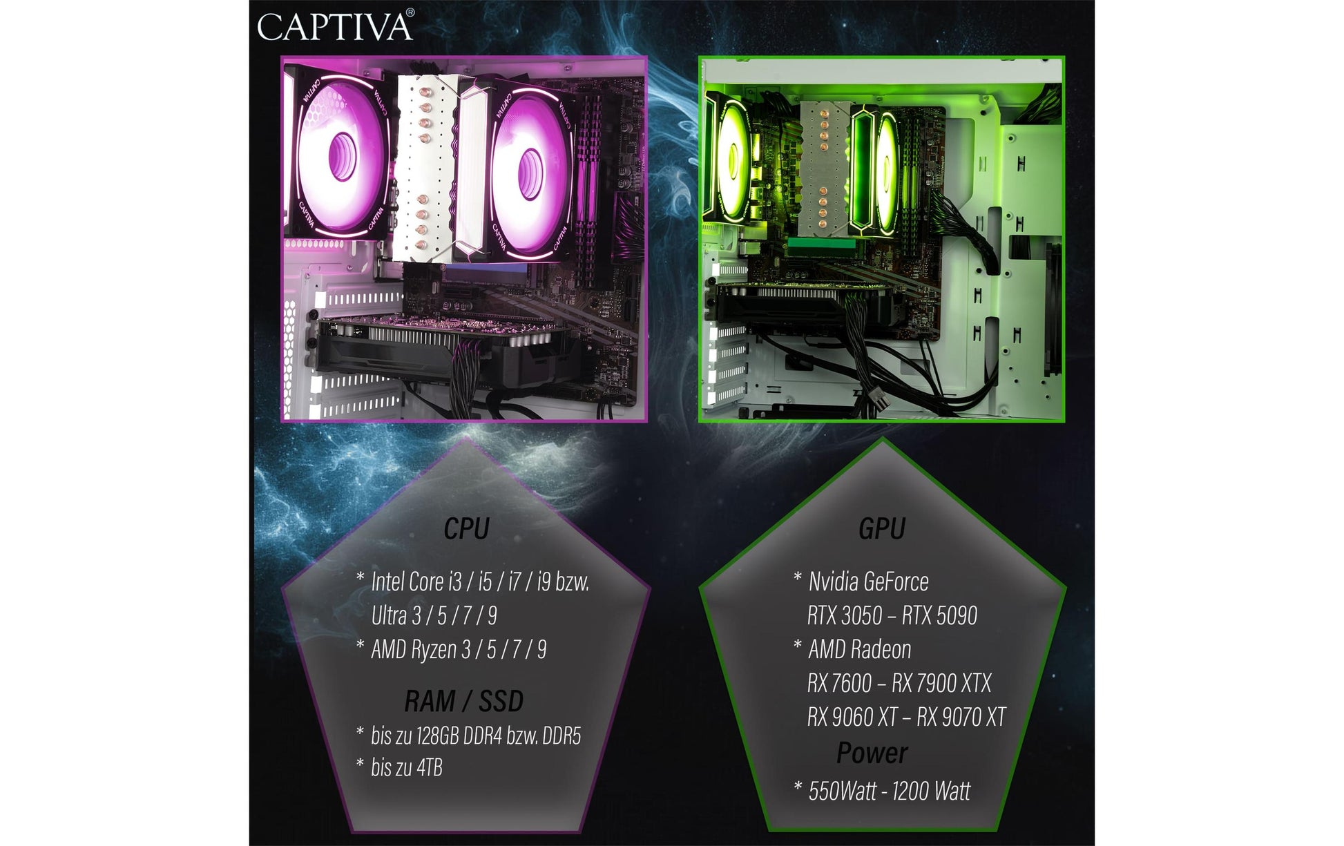 Captiva Advanced Gaming R92-912 Tower – AMD Ryzen 7 5700X, 32 GB RAM, 1 TB SSD, Windows 11 Home