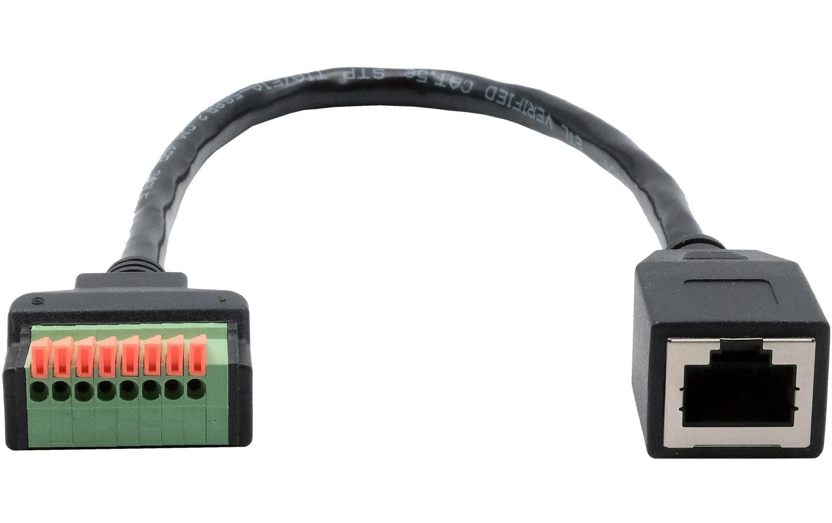 EXSYS EX-49120 Adapter RJ-45 zu 8-Pin-Terminalblock – Cat.6, 0,3 m – Schwarz