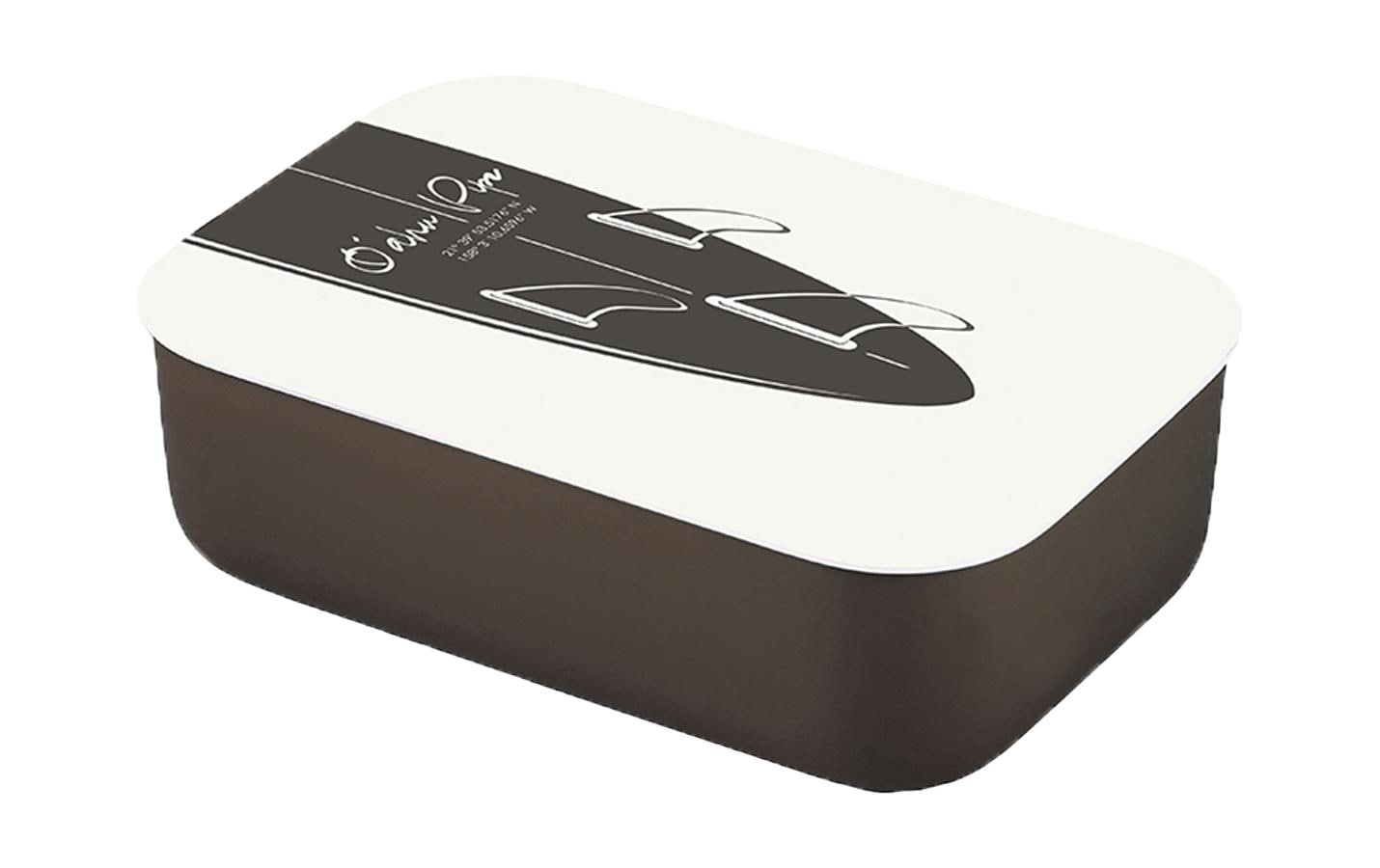 BioLoco Classic Oahu – Lunchbox, 12 × 17 × 5 cm, Polylactid (PLA)/Silikon, schwarz/weiss, mit Abtrennung
